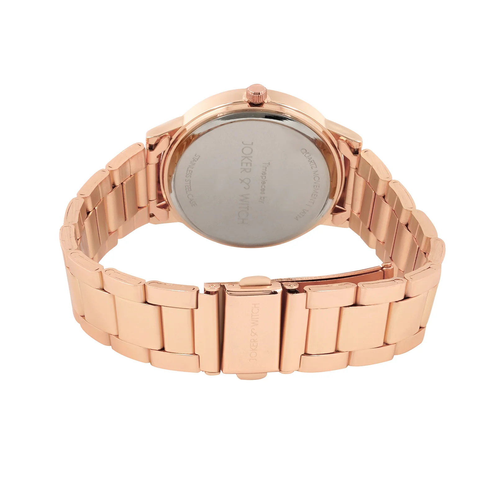 Sunset Black Medium Rhinestone Dial Rose Gold Linked Chain Strap Women's Watch - Image 6