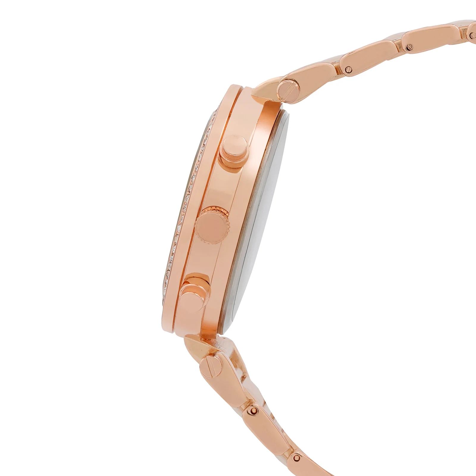 Suzanne White Large Rhinestone Dial White Ceramic Linked Chain Strap Women's Watch - Image 5