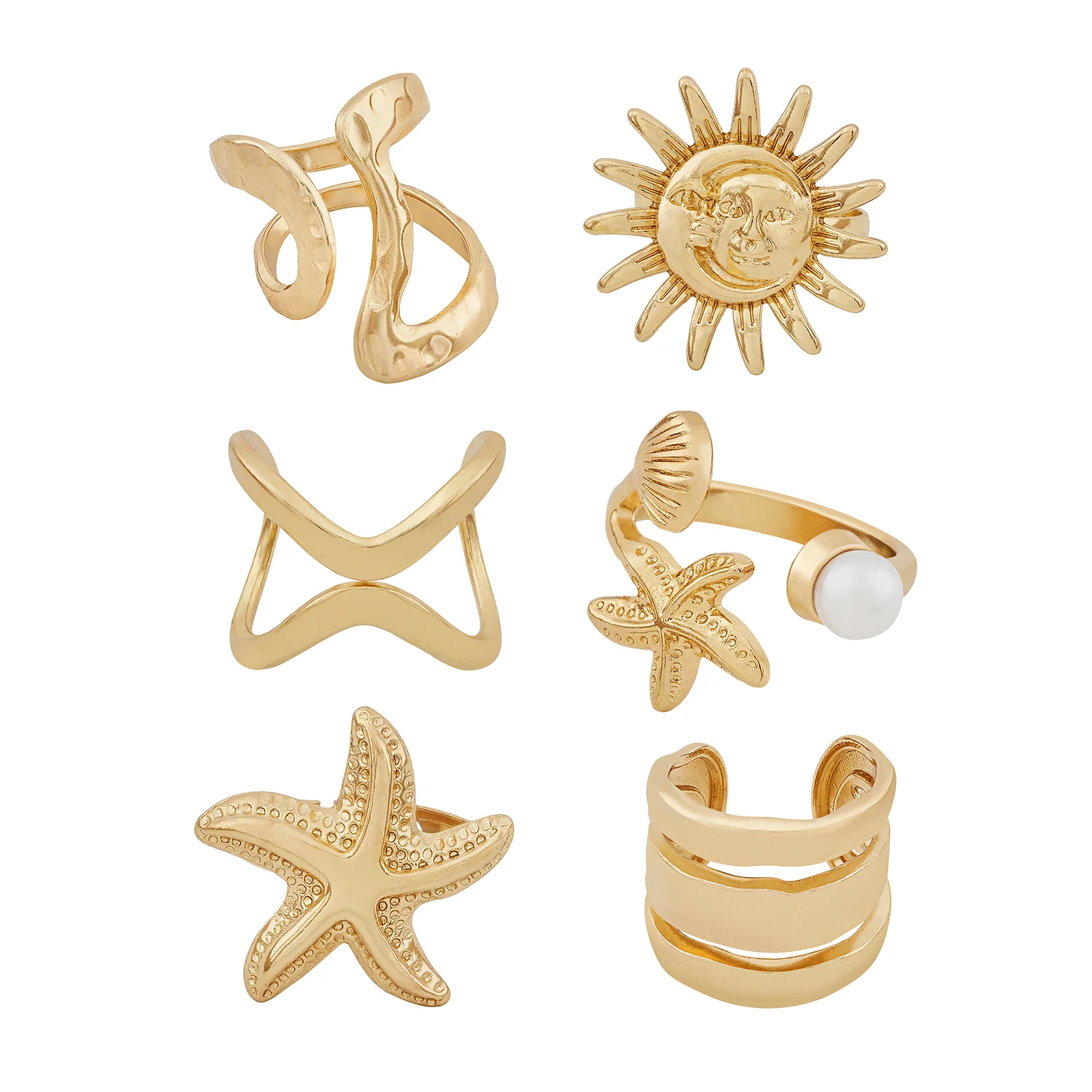 Sway Gold Seashells Ring Set - Image 3