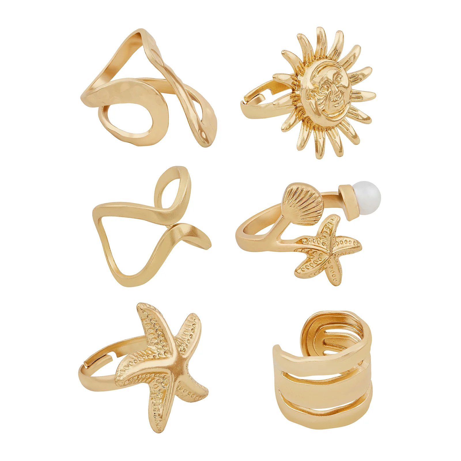 Sway Gold Seashells Ring Set - Image 4