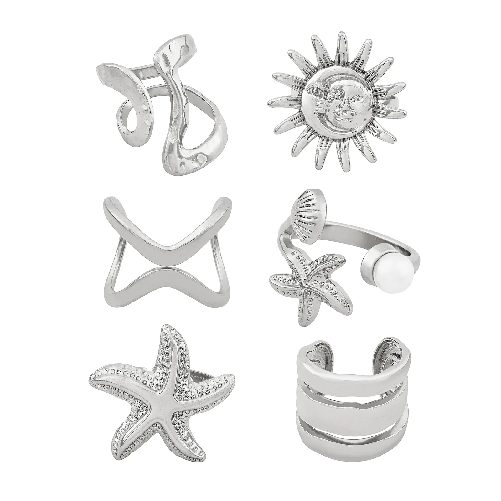 Sway Silver Seashells Ring Set - Image 3