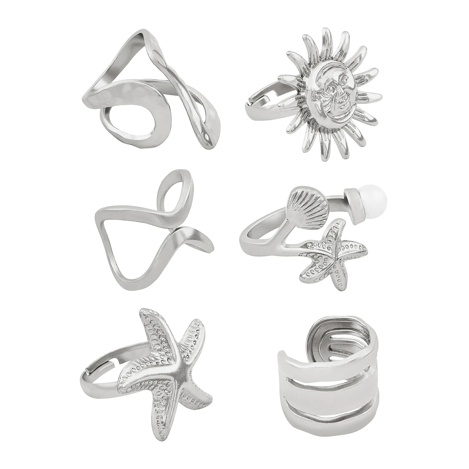 Sway Silver Seashells Ring Set - Image 4