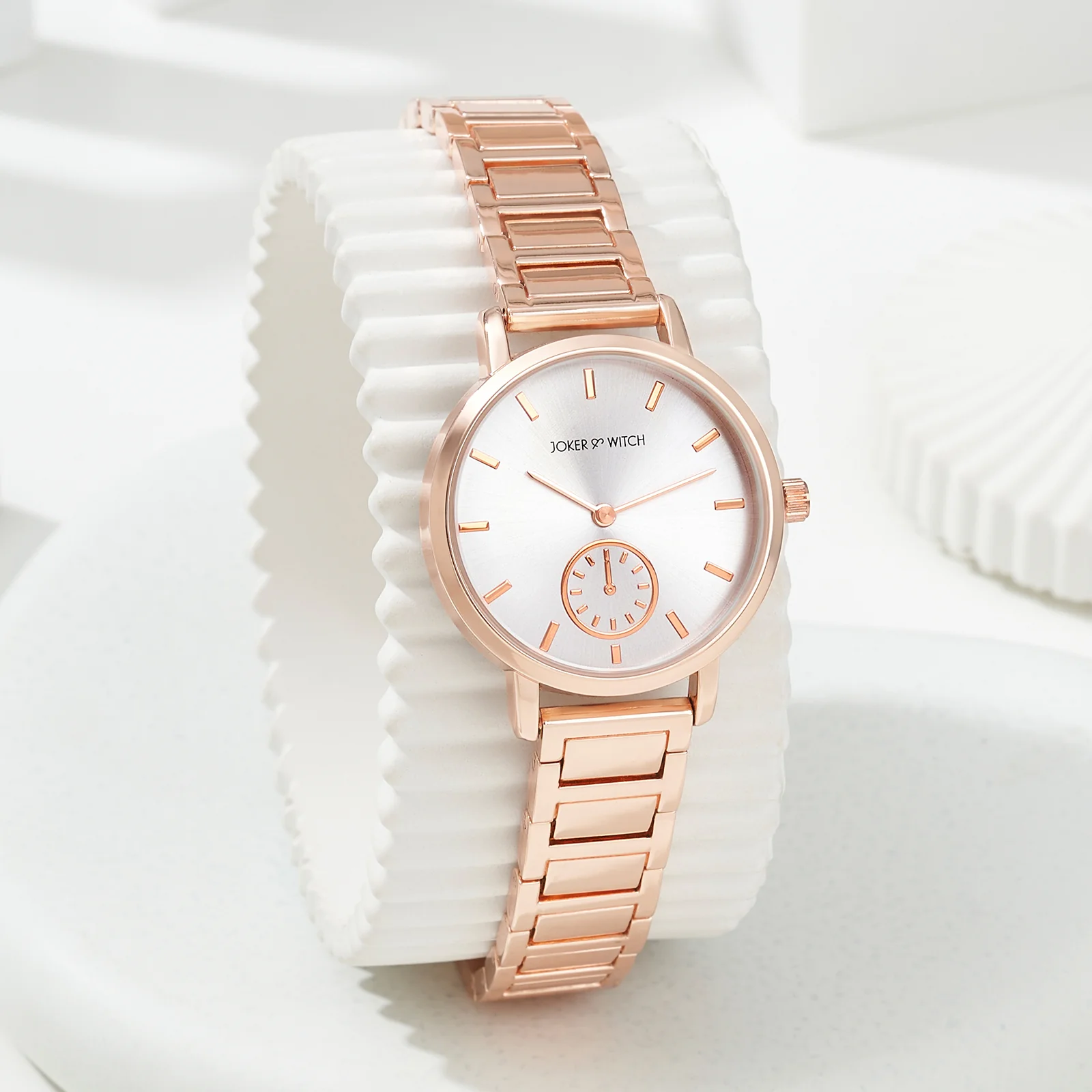 Taila Silver Medium Dial Rose Gold Linked Chain Strap Women's Watch - Image 2