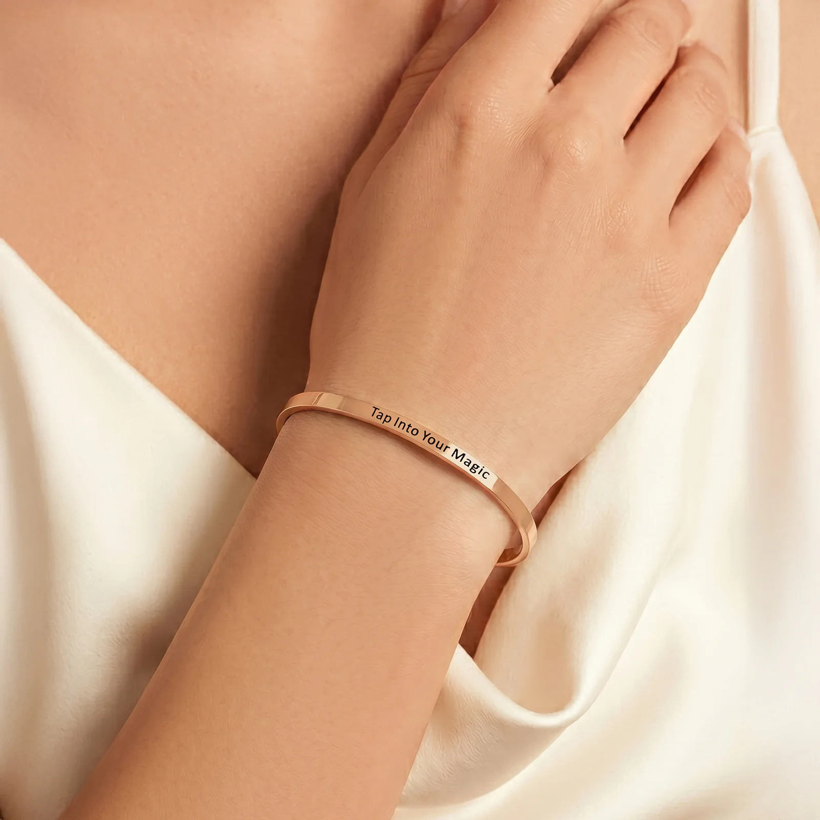 Tap Into Your Magic Rose Gold Mantra Band - Image 2