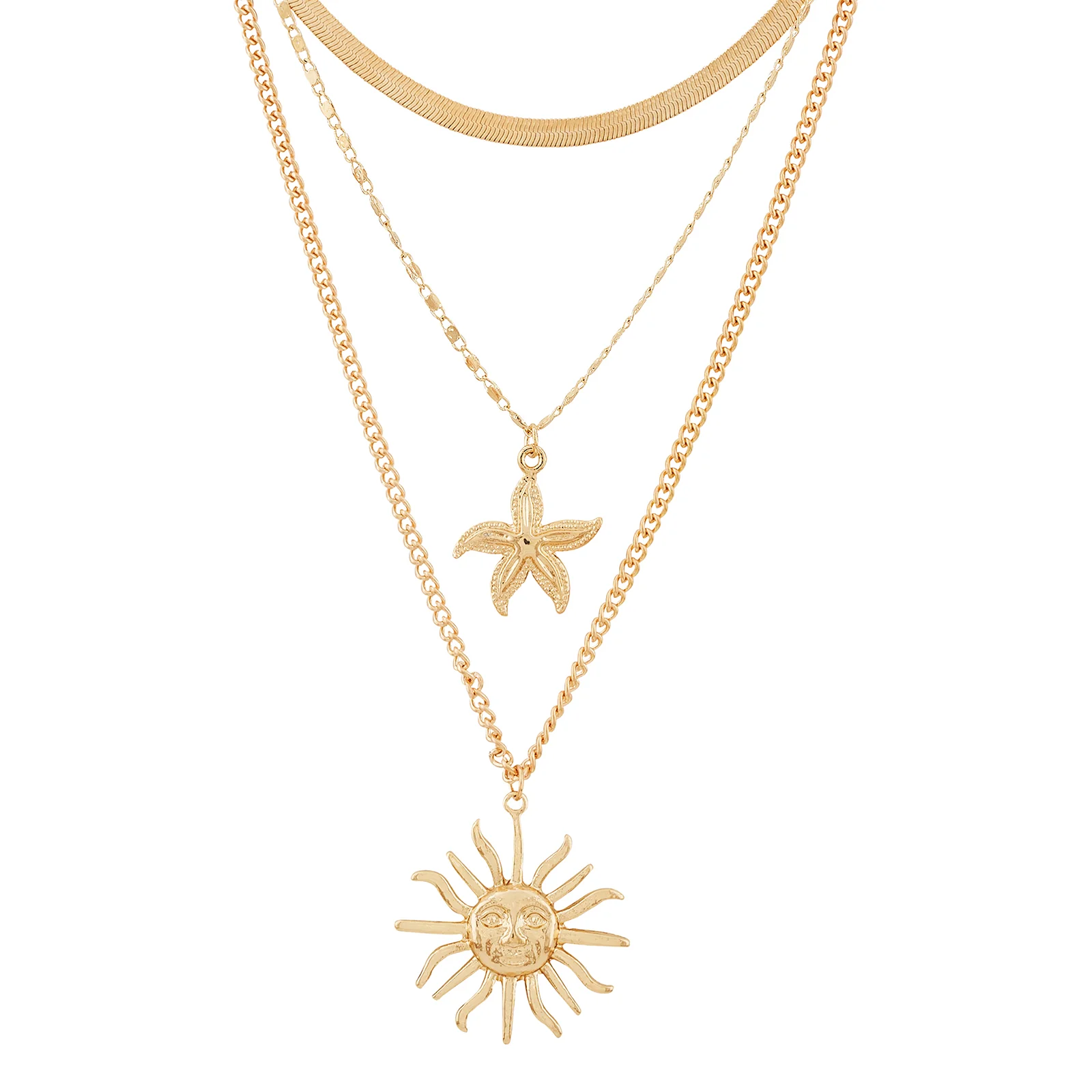 Tayra Gold Triple Layered Necklace - Image 4