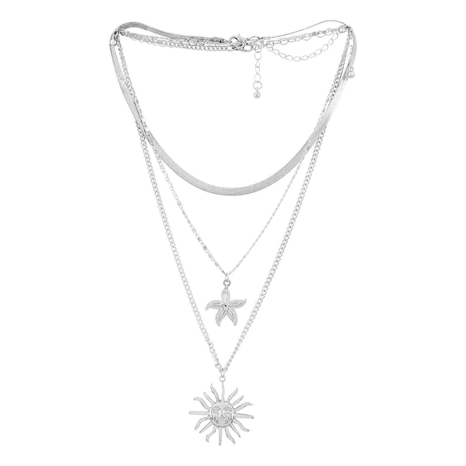 Tayra Silver Triple Layered Necklace - Image 3