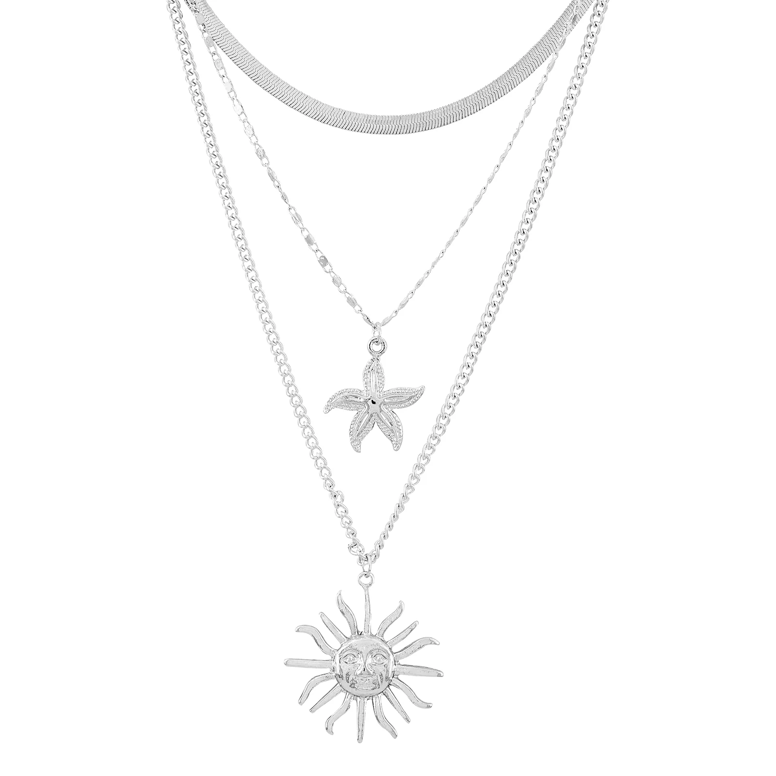 Tayra Silver Triple Layered Necklace - Image 4
