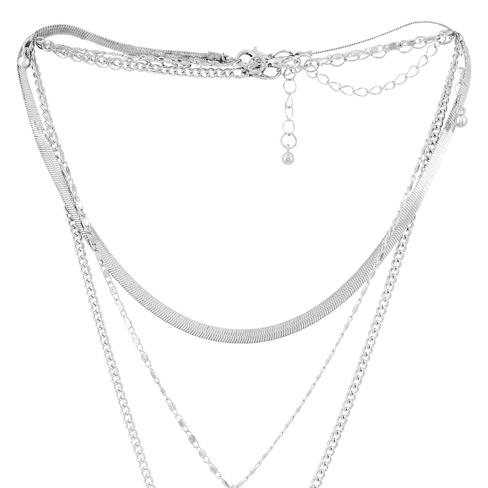 Tayra Silver Triple Layered Necklace - Image 5