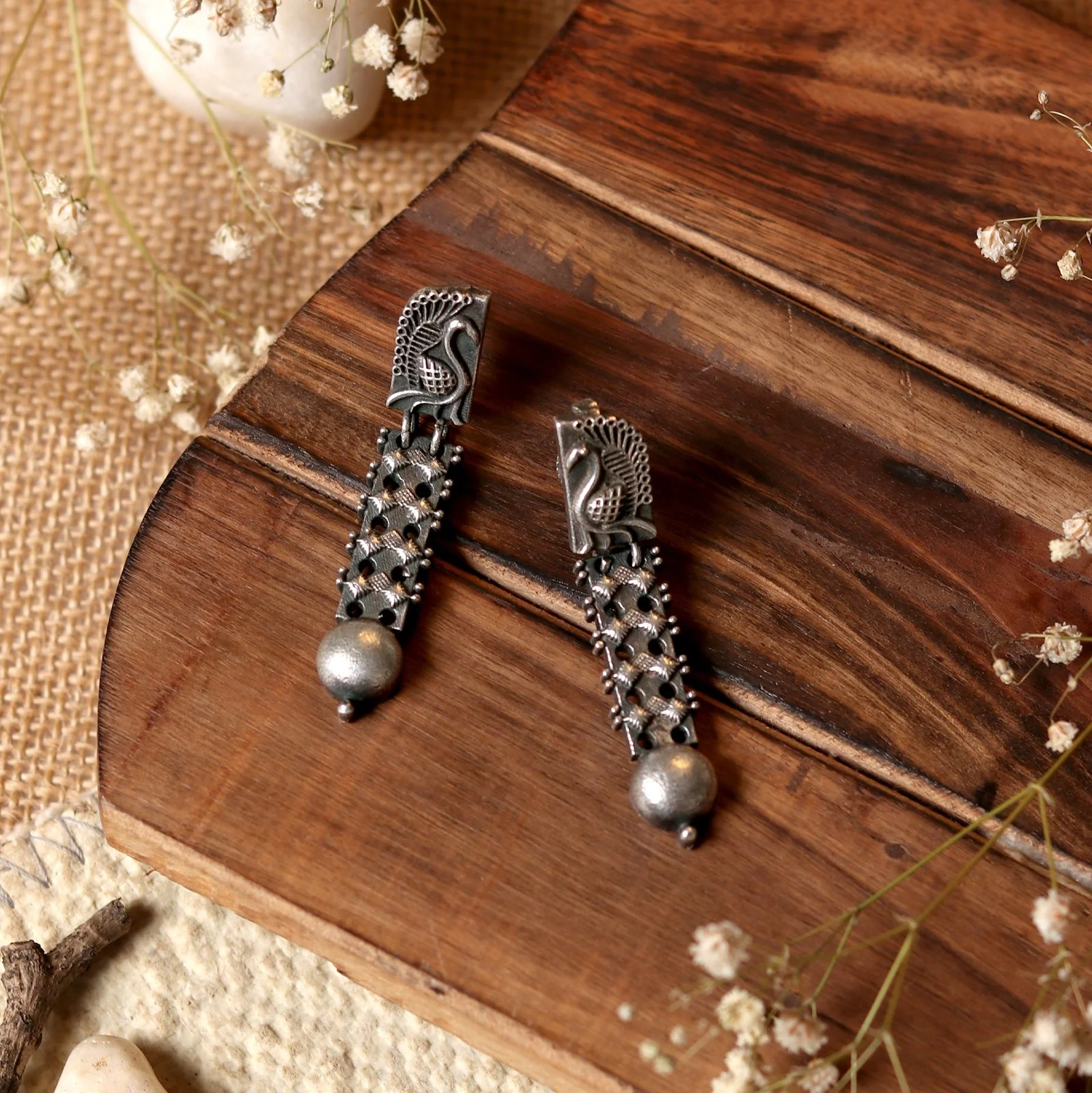 Teejh Aalina Silver Oxidised Earrings - Image 2
