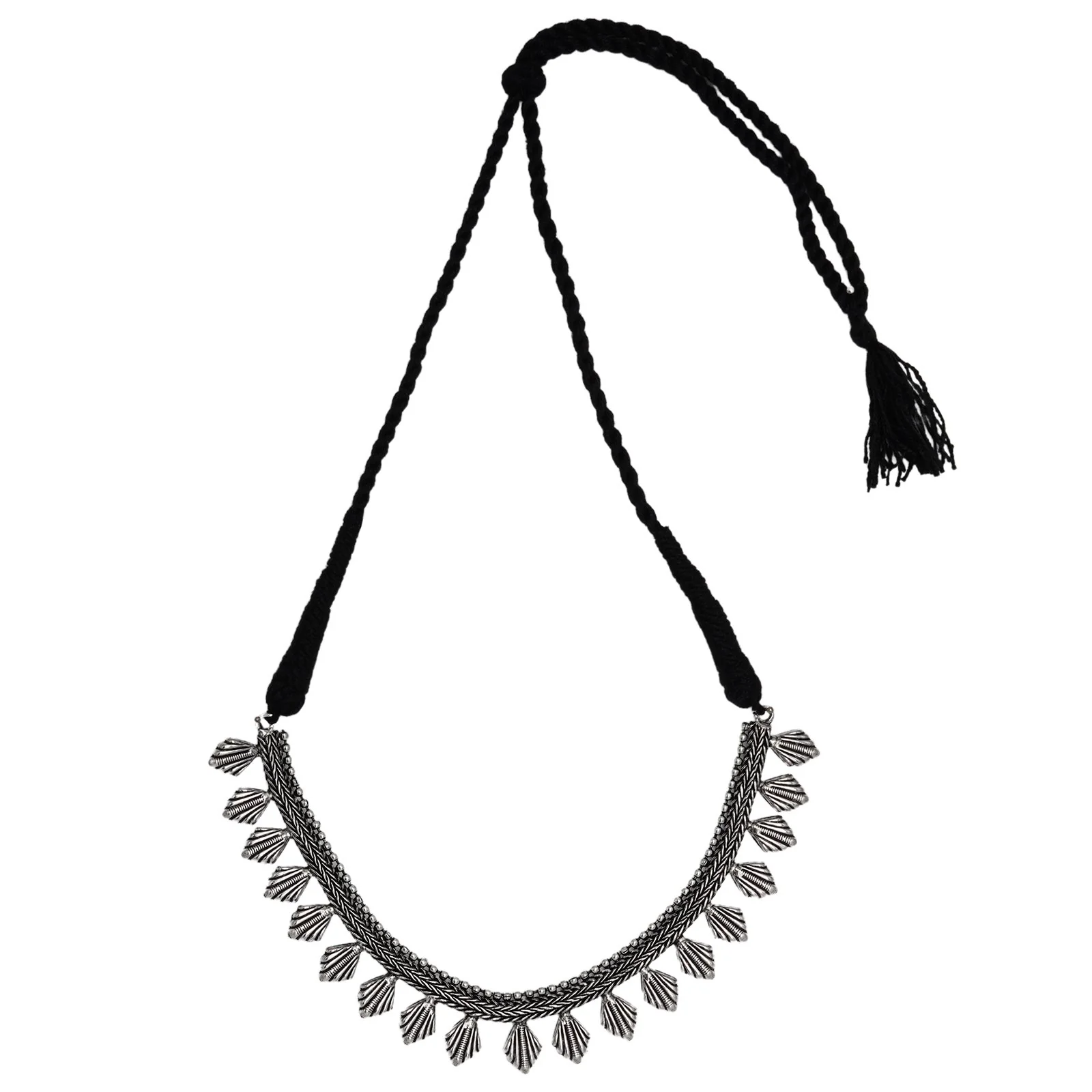 Teejh Aaloka Silver Oxidised Choker Necklace Set - Image 5