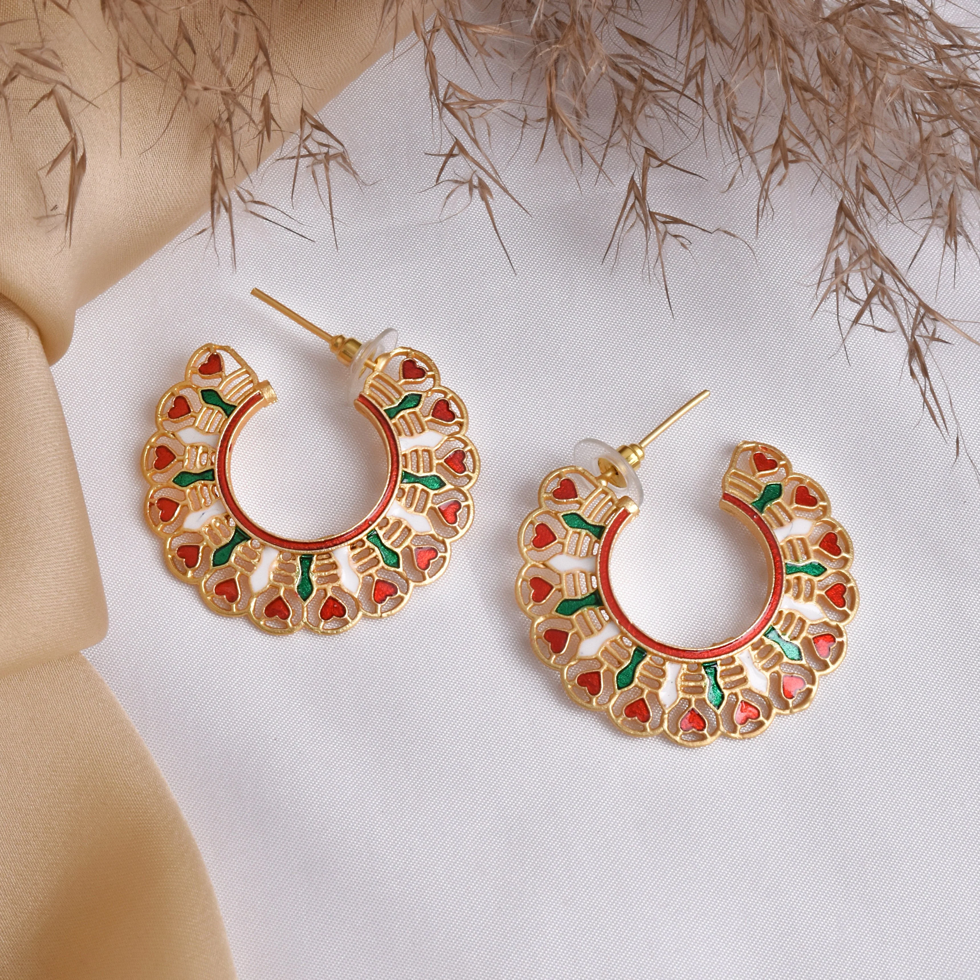 Teejh Aamani Red & Green Earrings