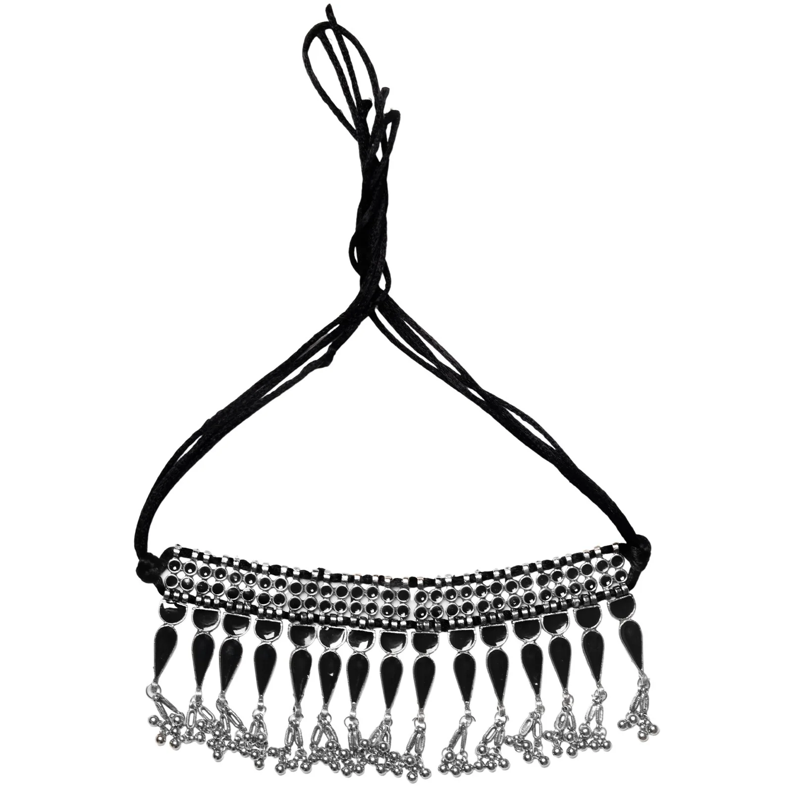 Teejh Adhira Black Silver Oxidised Choker Necklace - Image 3
