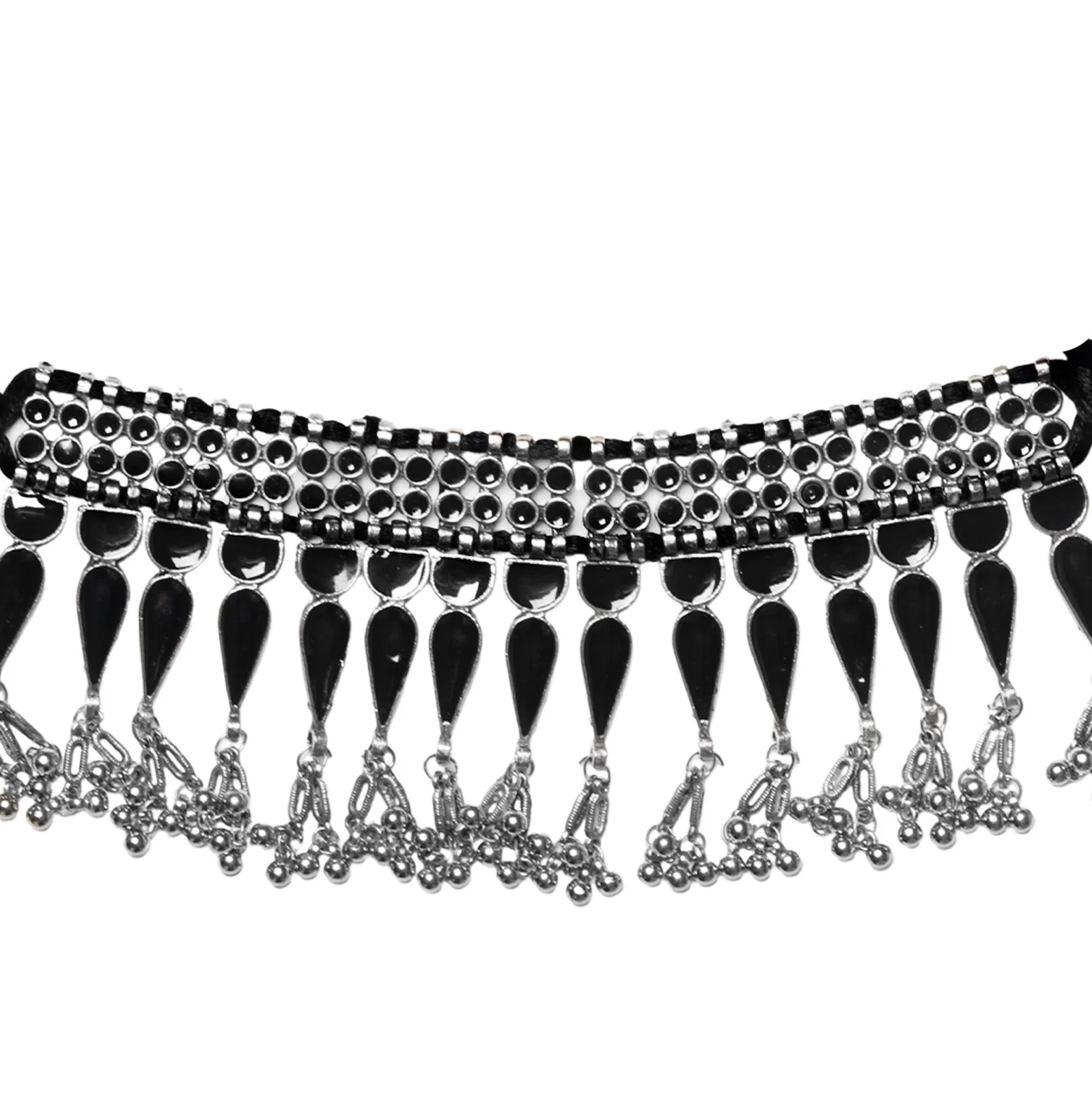Teejh Adhira Black Silver Oxidised Choker Necklace - Image 4