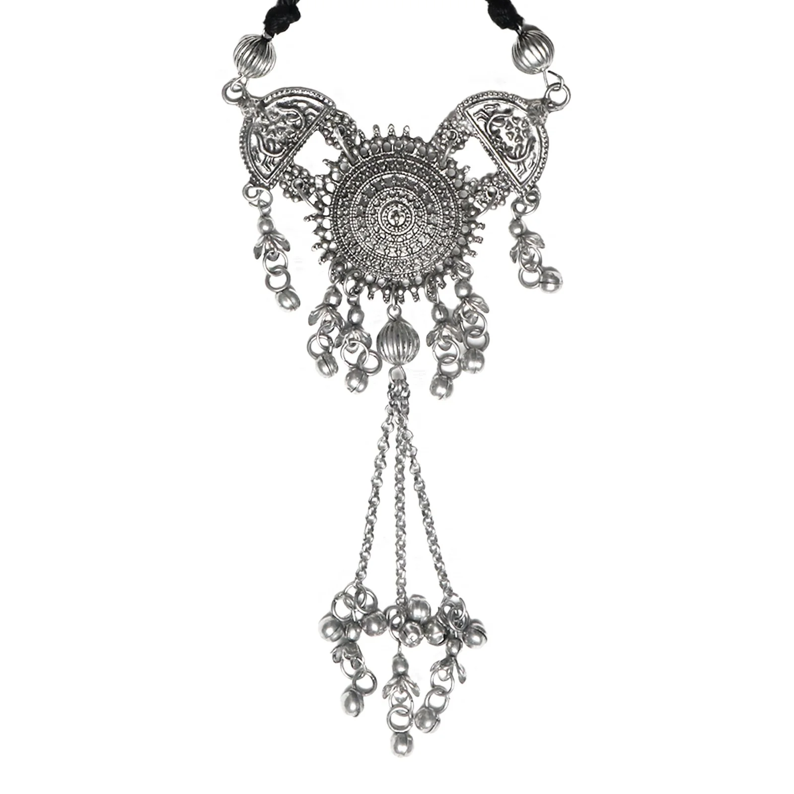 Teejh Akshara Silver Oxidised Choker Necklace - Image 3