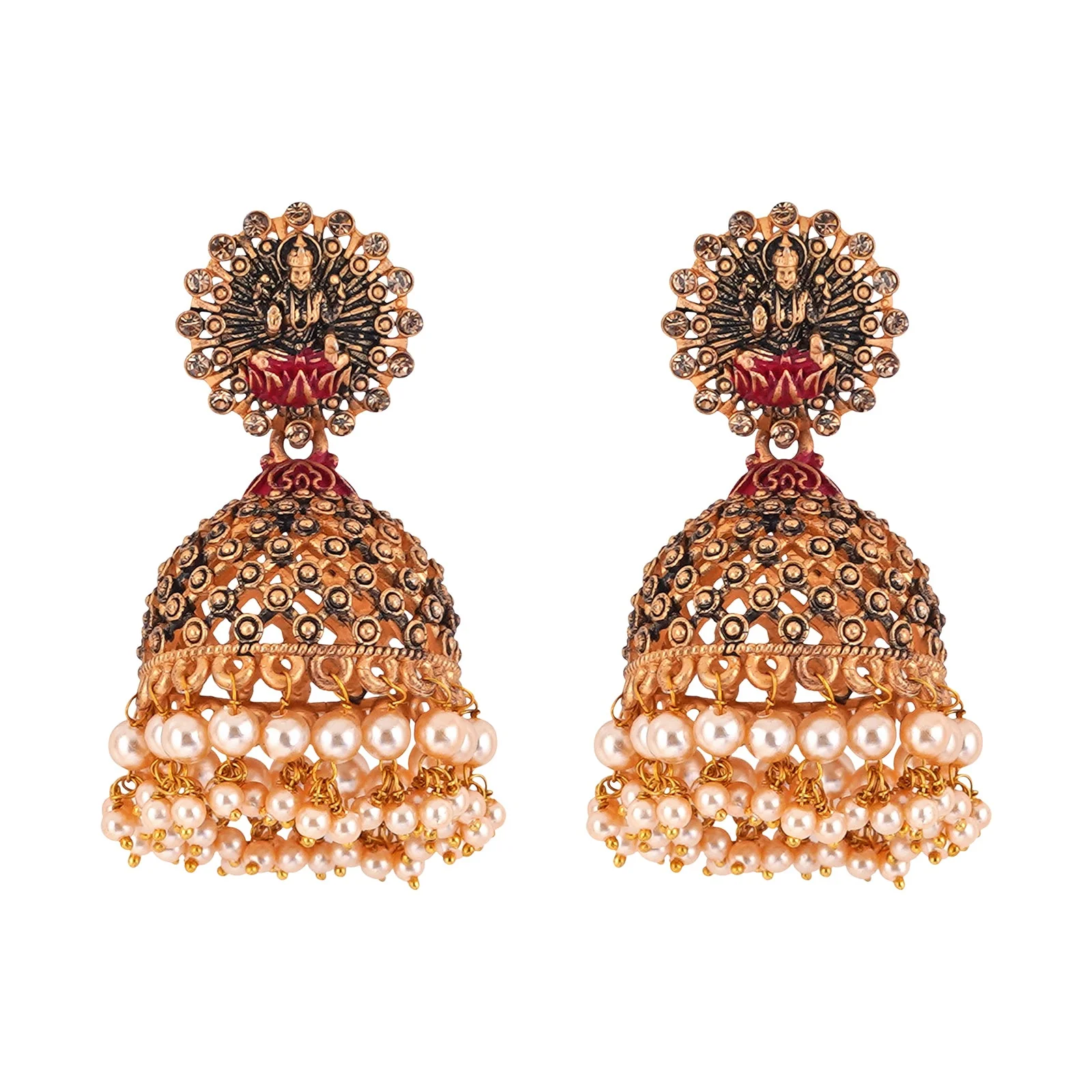 Teejh Chakriya Pink Gold Enamel Earrings - Image 3