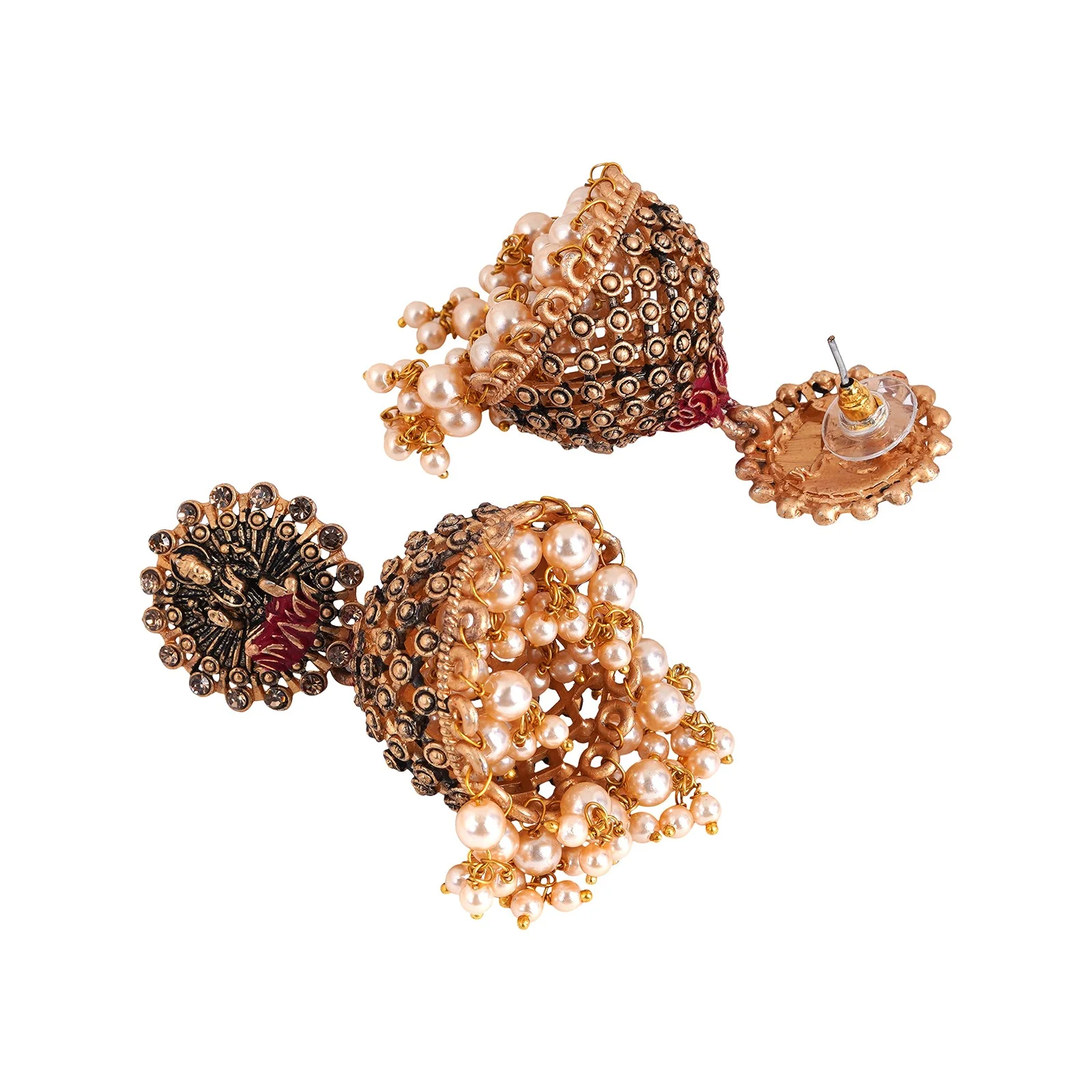 Teejh Chakriya Pink Gold Enamel Earrings - Image 4