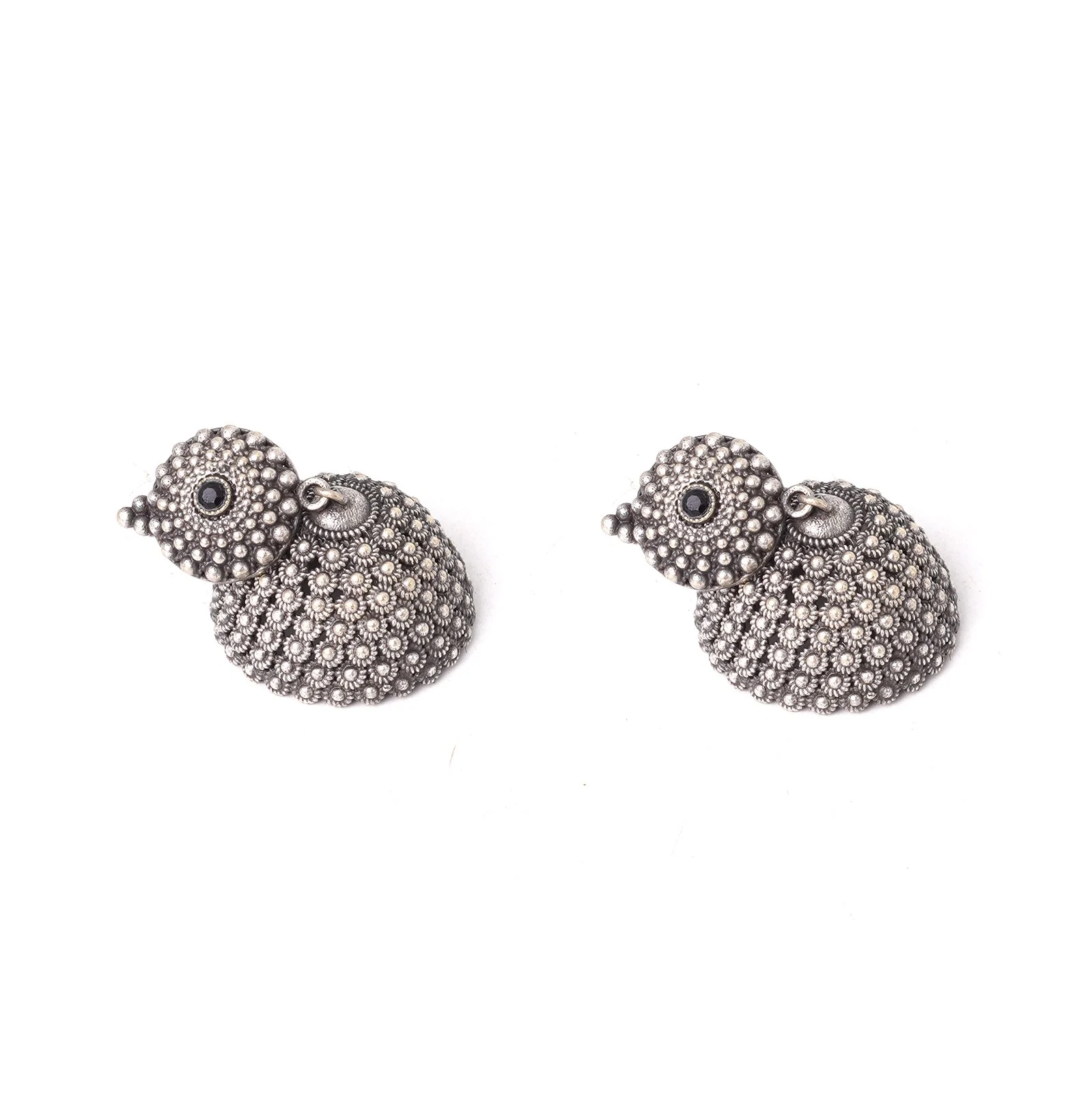 Teejh Dharvi Black Stone Antique Silver Jhumki - Image 4