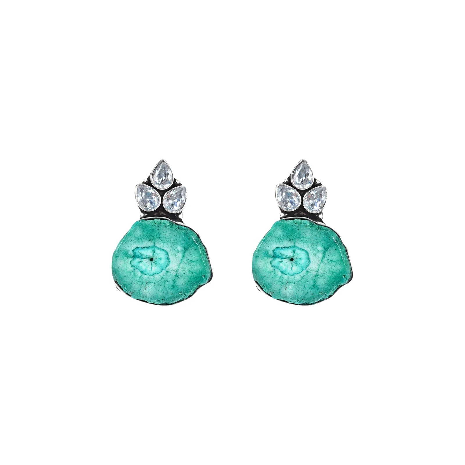 Teejh Harika Sea Blue Silver Oxidised Earring - Image 5