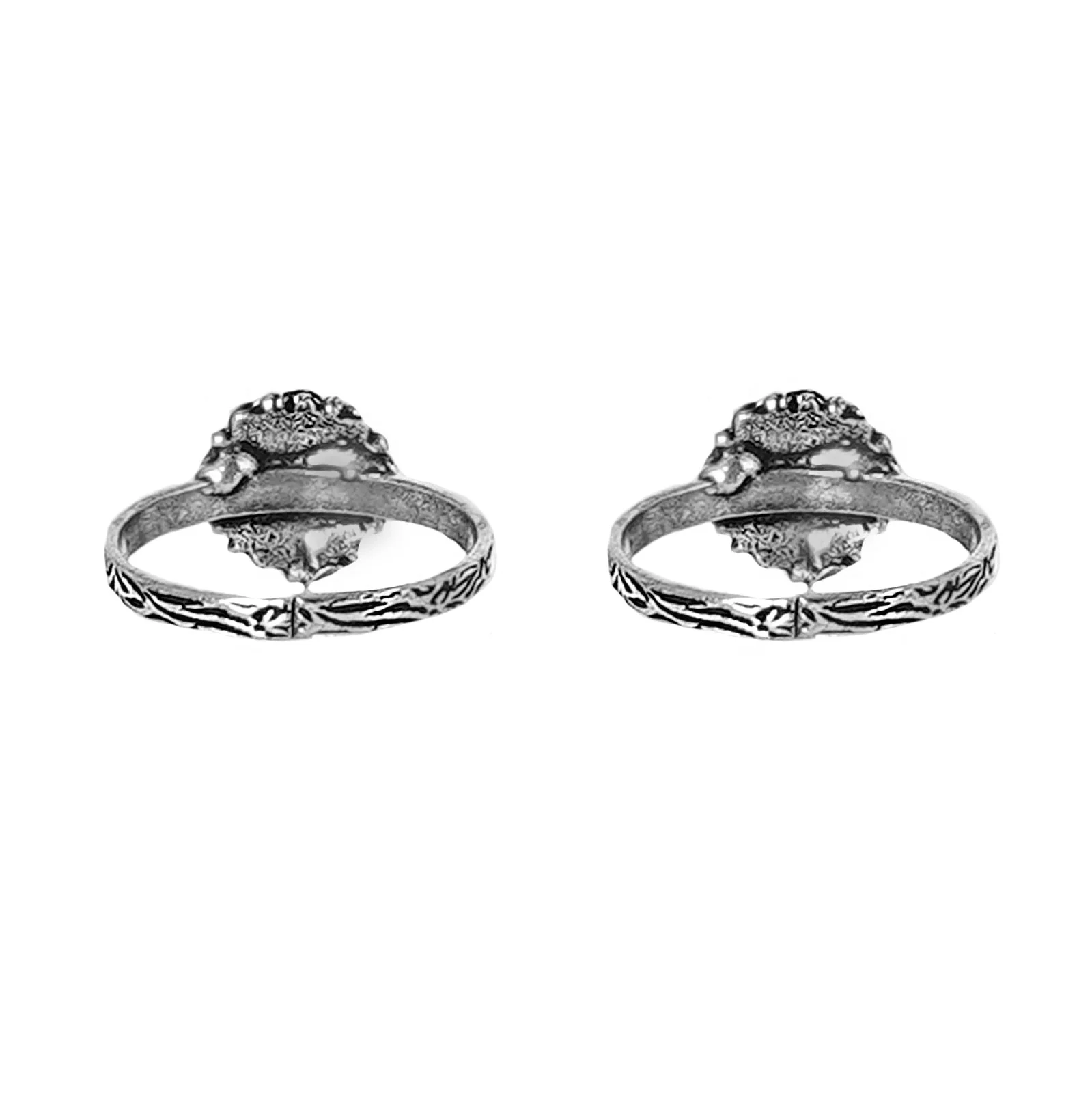 Teejh Kaina White Stone Silver Oxidised Toe Rings - Image 6