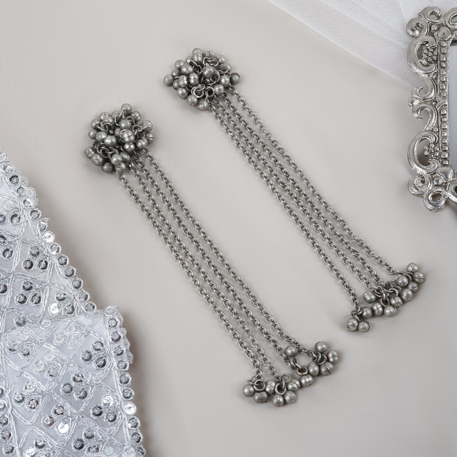 Teejh Khurmi Silver Oxidised Ghungroo Earring - Image 2