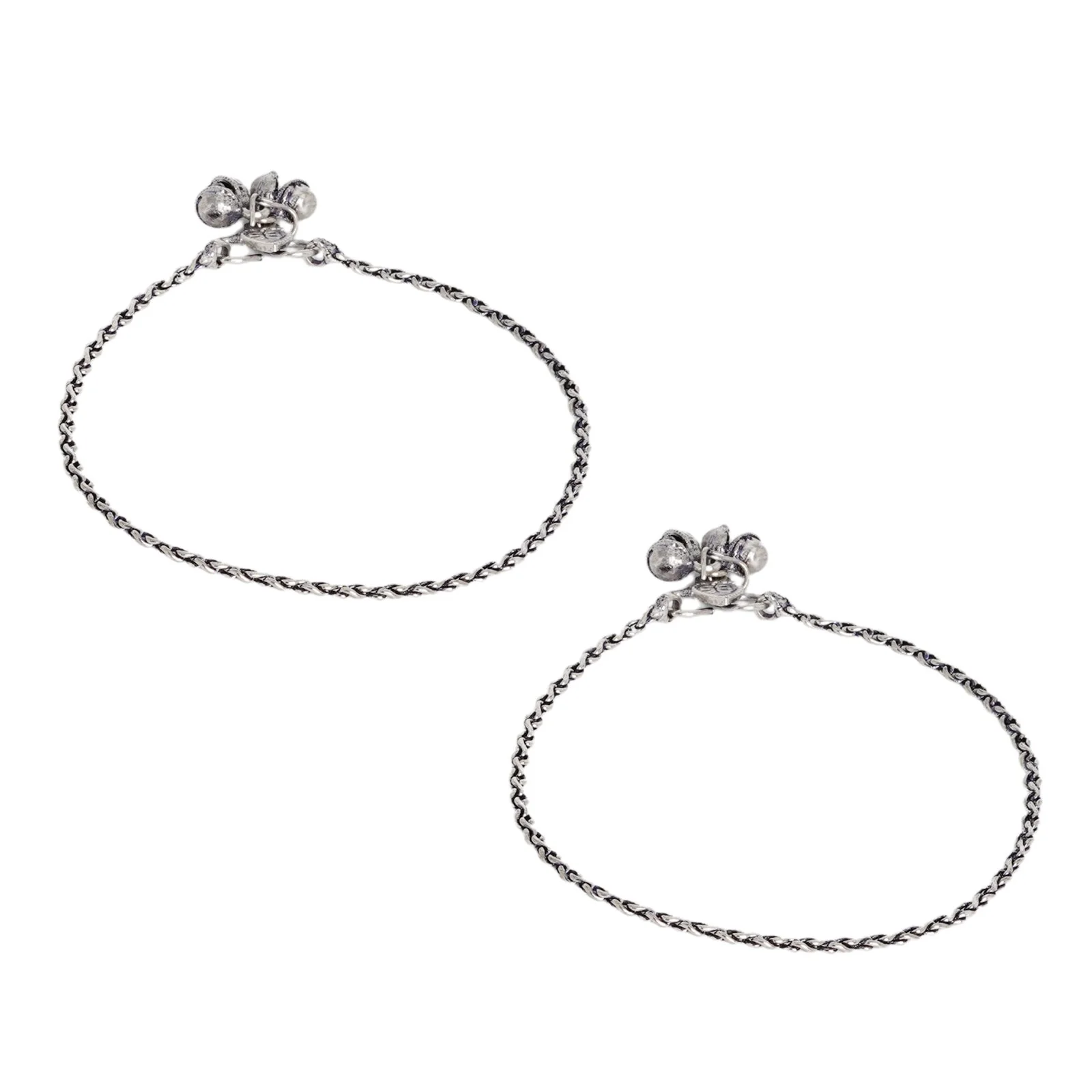 Teejh Kuvira Silver Oxidised Anklets - Image 4