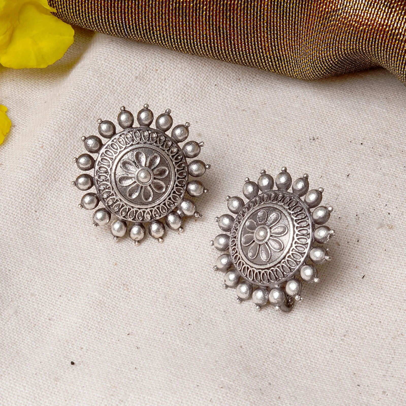 Teejh Monika Silver Oxidised Earrings