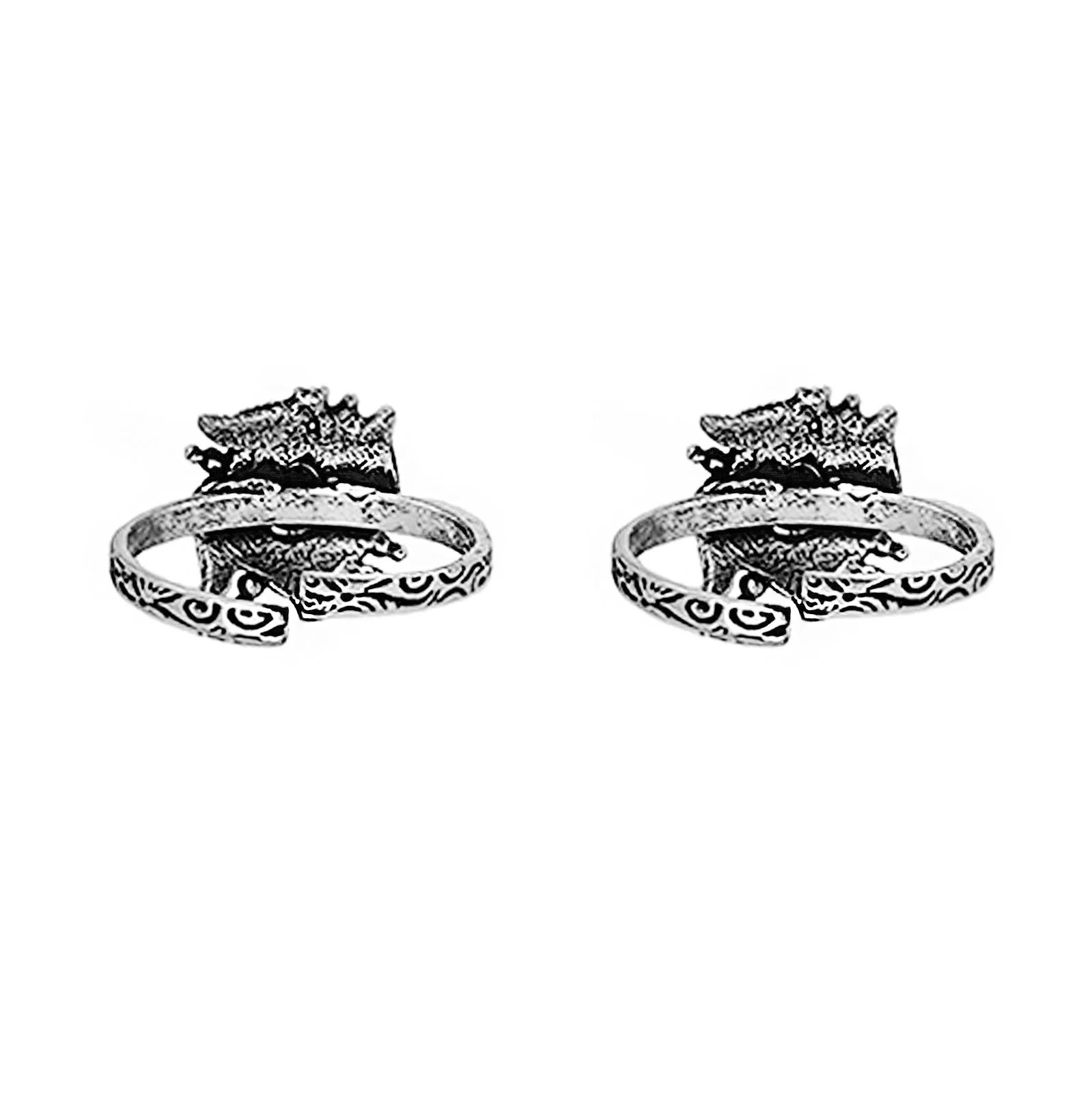 Teejh Niya Green Stone Silver Oxidised Toe Rings - Image 6