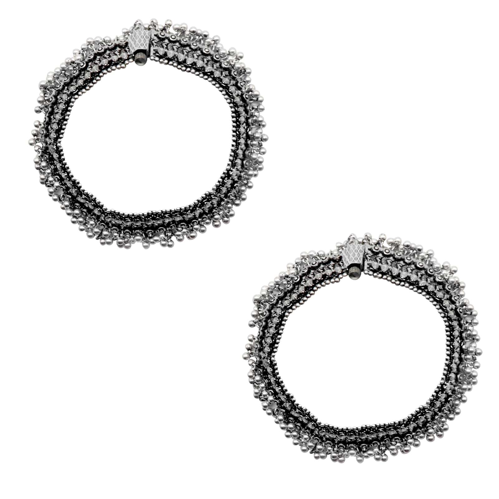 Roma Coin Silver Oxidized Ghungroo Anklets - Image 6