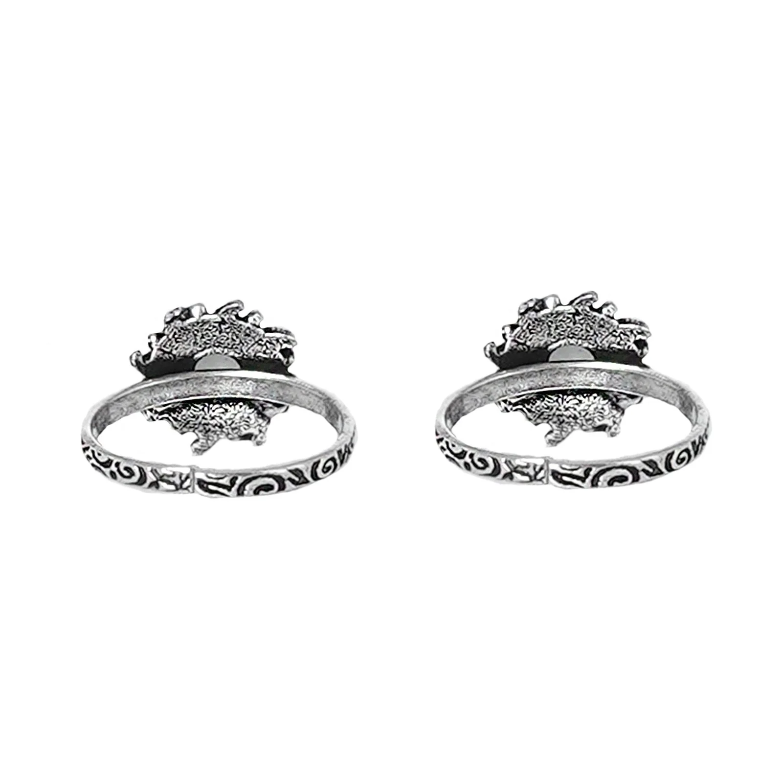 Teejh Ruhi White Stone Silver Oxidised Toe Rings - Image 5