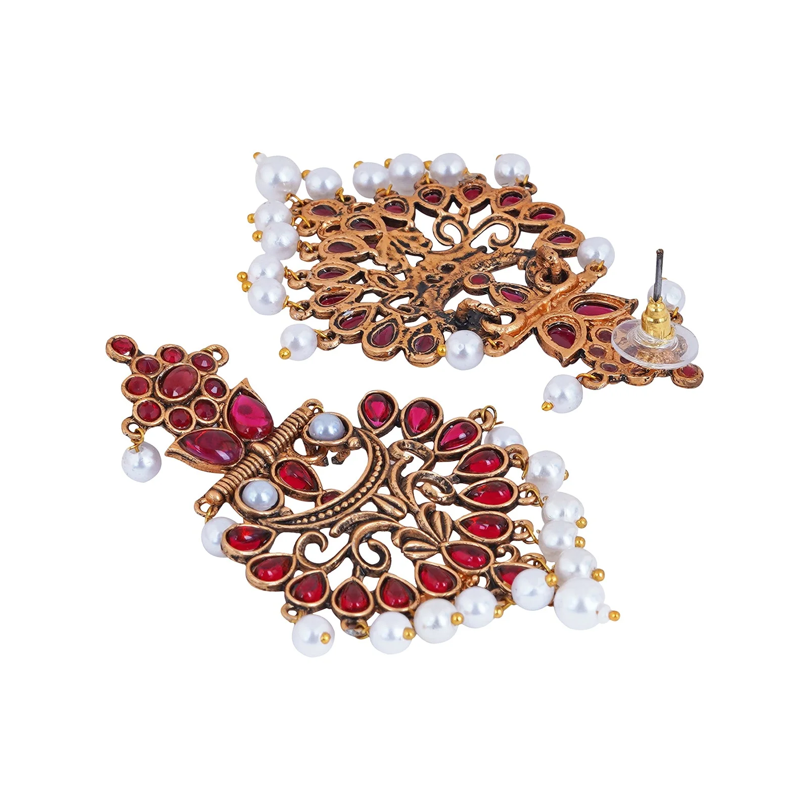 Teejh Rutuja Magenta Gold Enamel Earrings - Image 4