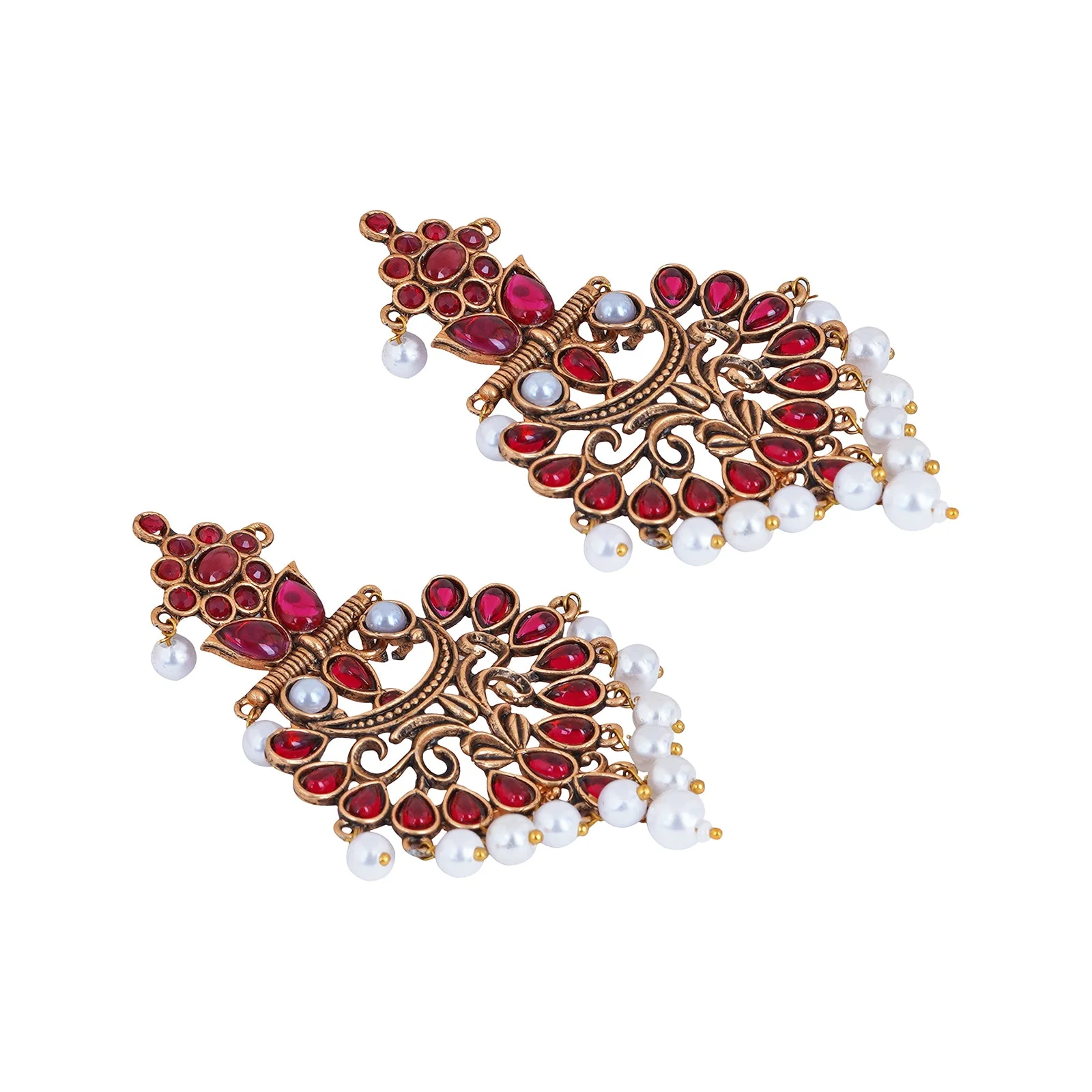 Teejh Rutuja Magenta Gold Enamel Earrings - Image 5