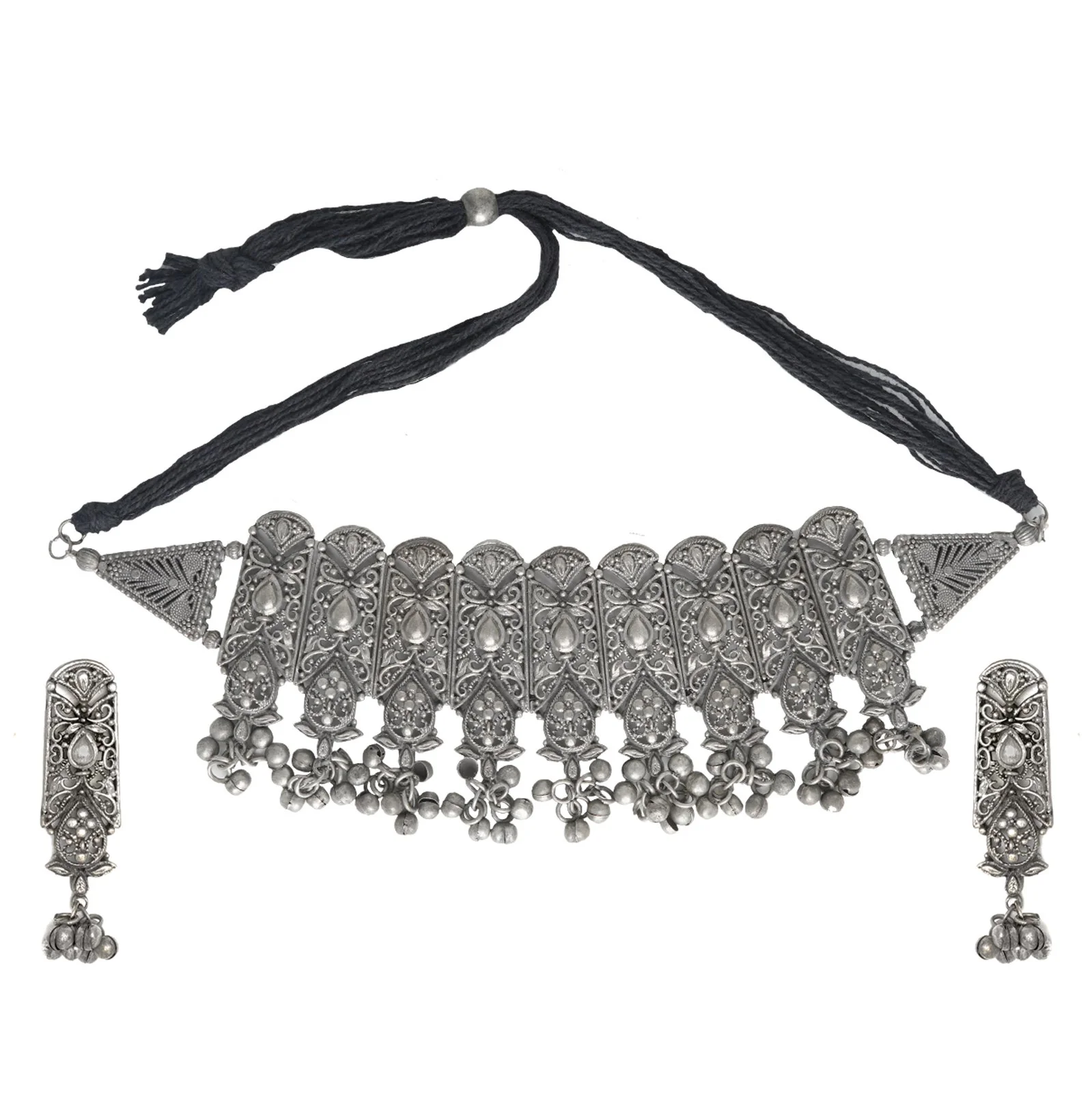 Teejh Spruha Silver Oxidised Choker Necklace - Image 4