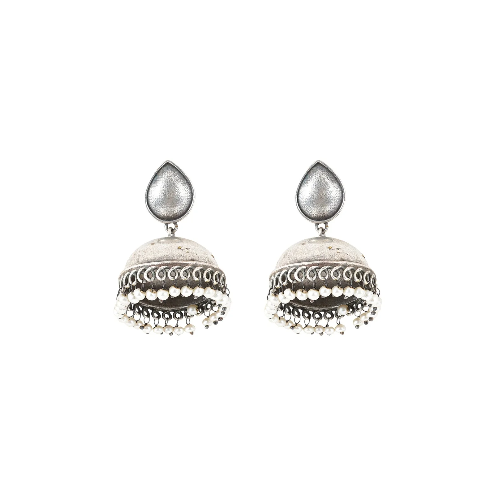 Teejh Tara Silver Oxidised Jhumki Earrings - Image 3