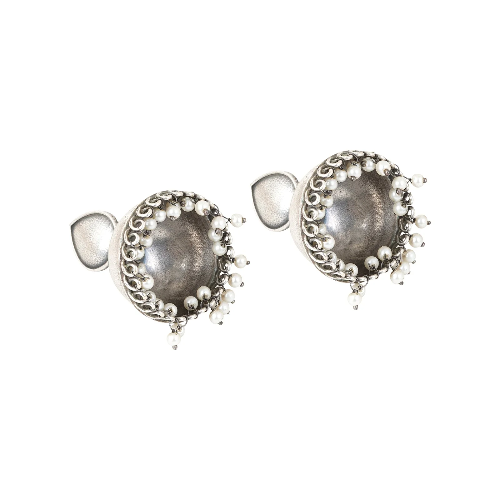 Teejh Tara Silver Oxidised Jhumki Earrings - Image 4