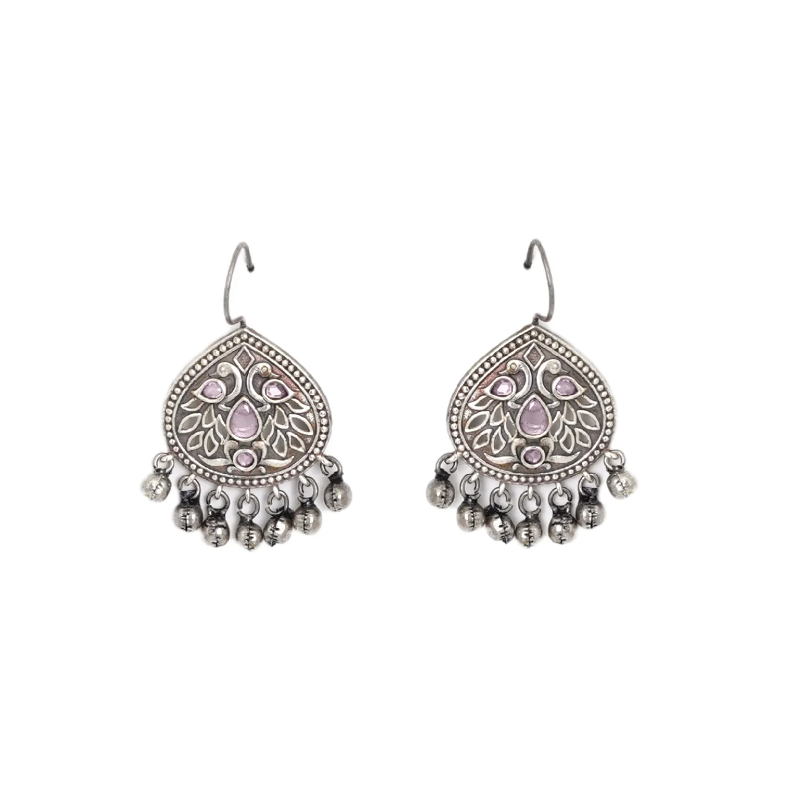 Teejh Vanya Silver Oxidised Pink Earrings - Image 3