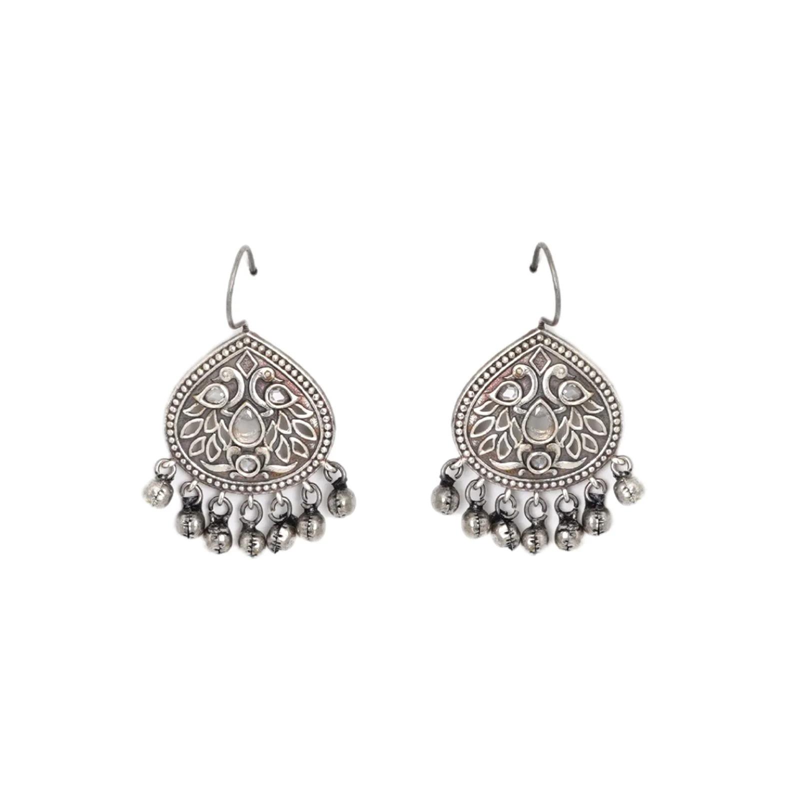 Teejh Vanya Silver Oxidised White Earrings - Image 3