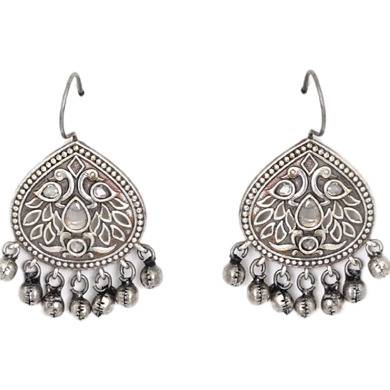 Teejh Vanya Silver Oxidised White Earrings - Image 4