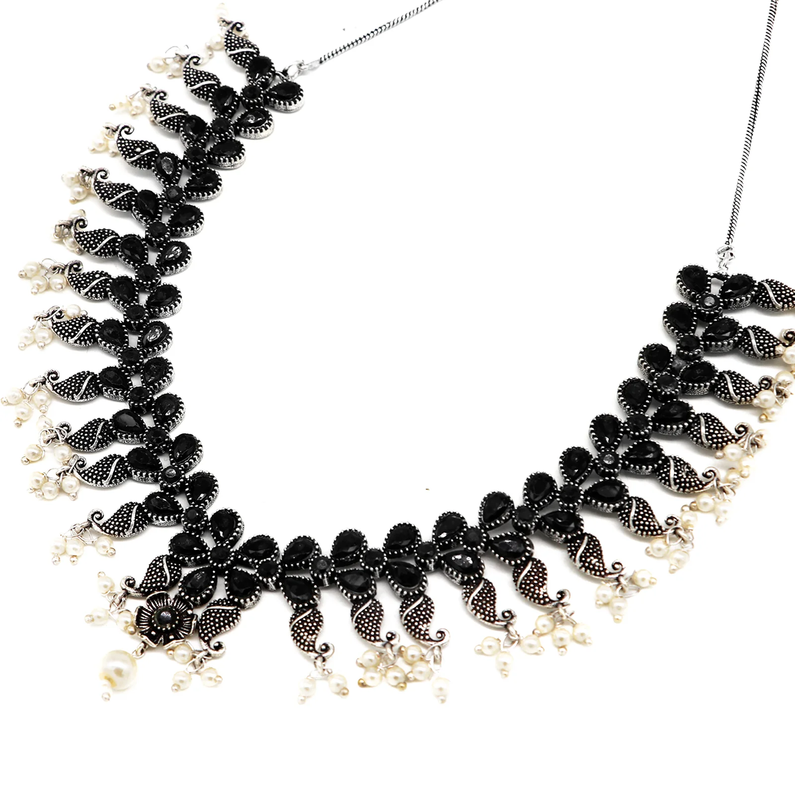 Teejh Zoya Black Stone Silver Oxidized Jewellery Gift Set - Image 2