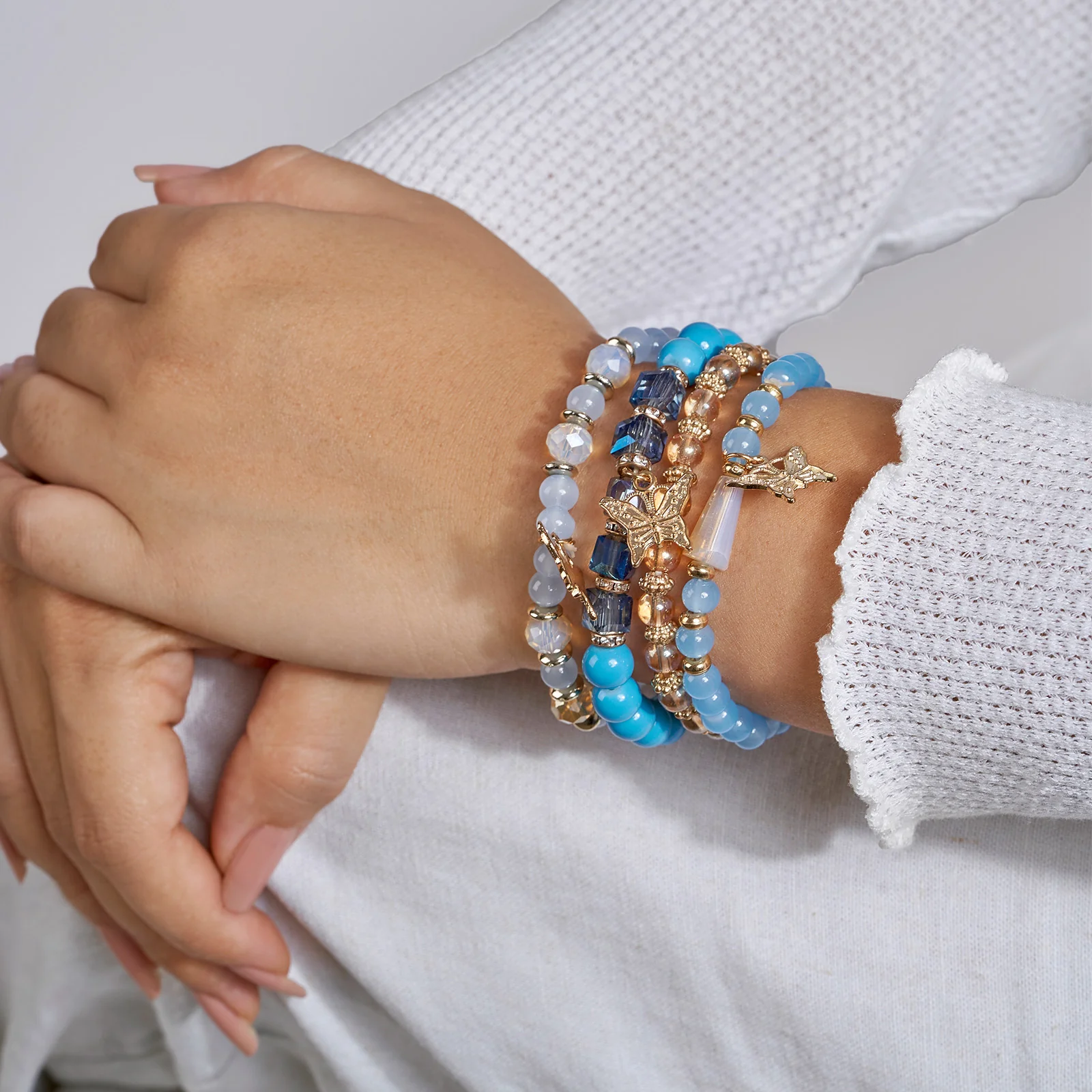 This Is Me Trying Blue Beaded Bracelet