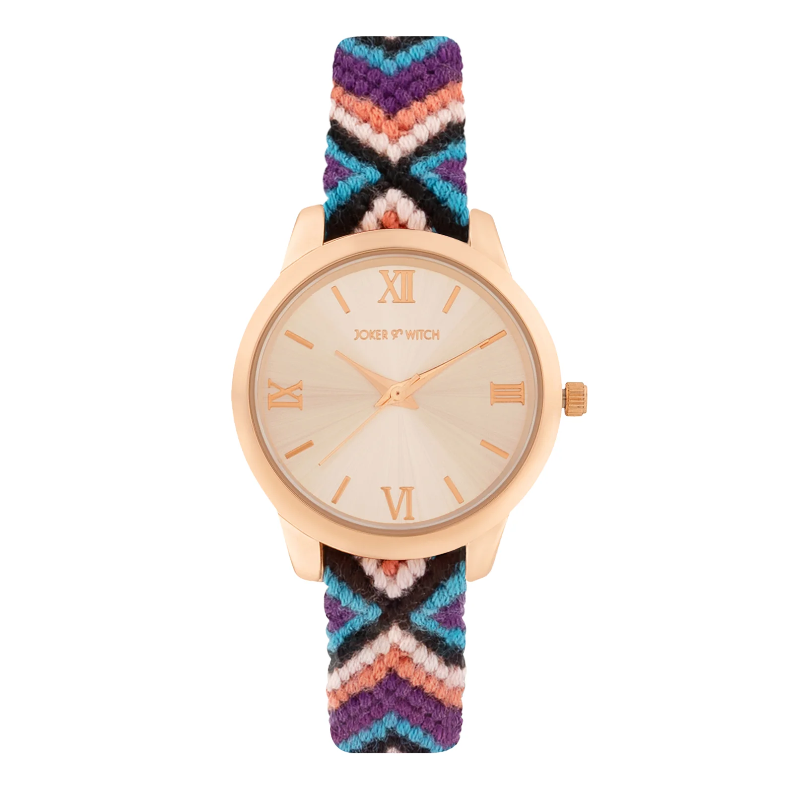 Tide & Twine Rose Gold Medium Dial Multicolor Macrame Strap Women's Watch - Image 3
