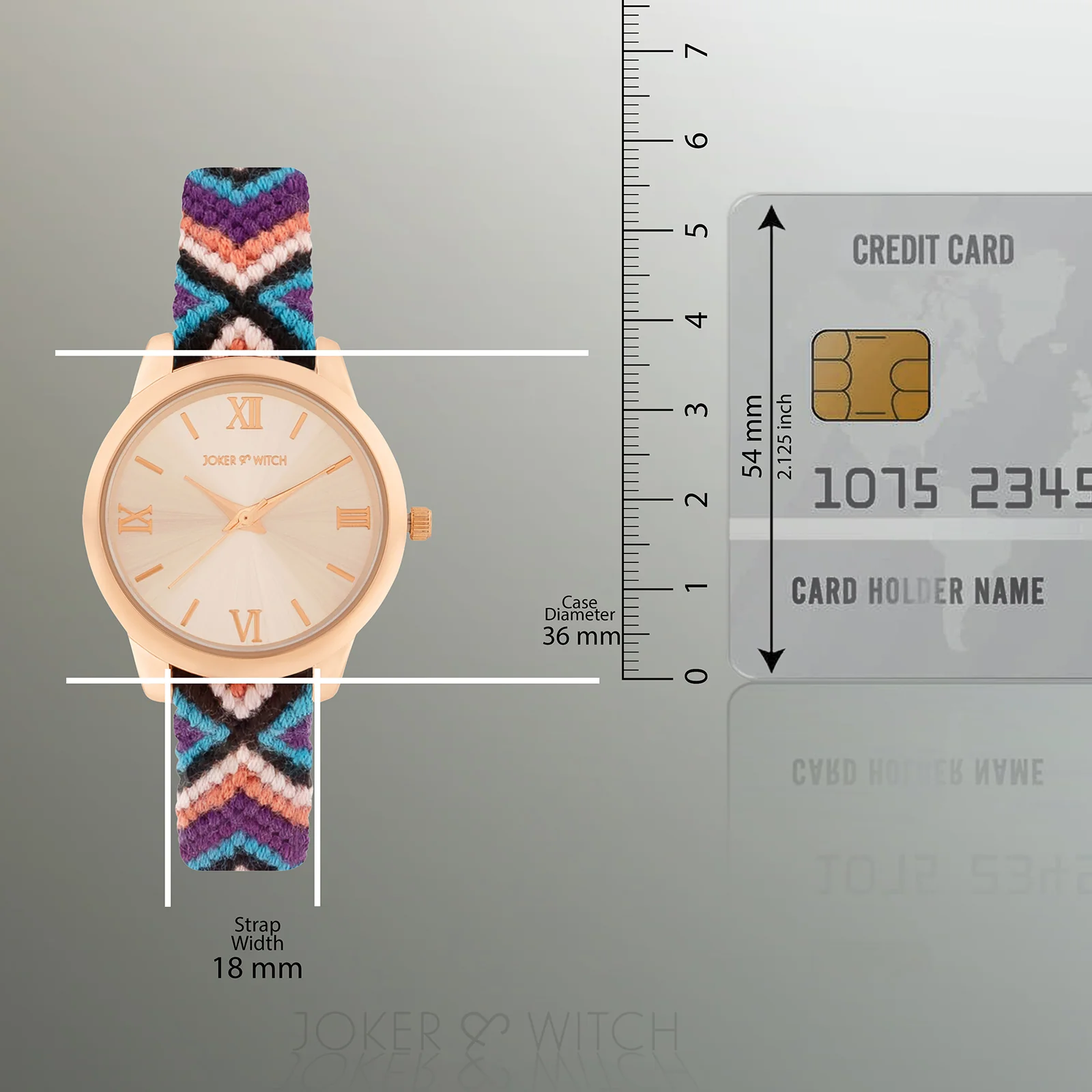 Tide & Twine Rose Gold Medium Dial Multicolor Macrame Strap Women's Watch - Image 8