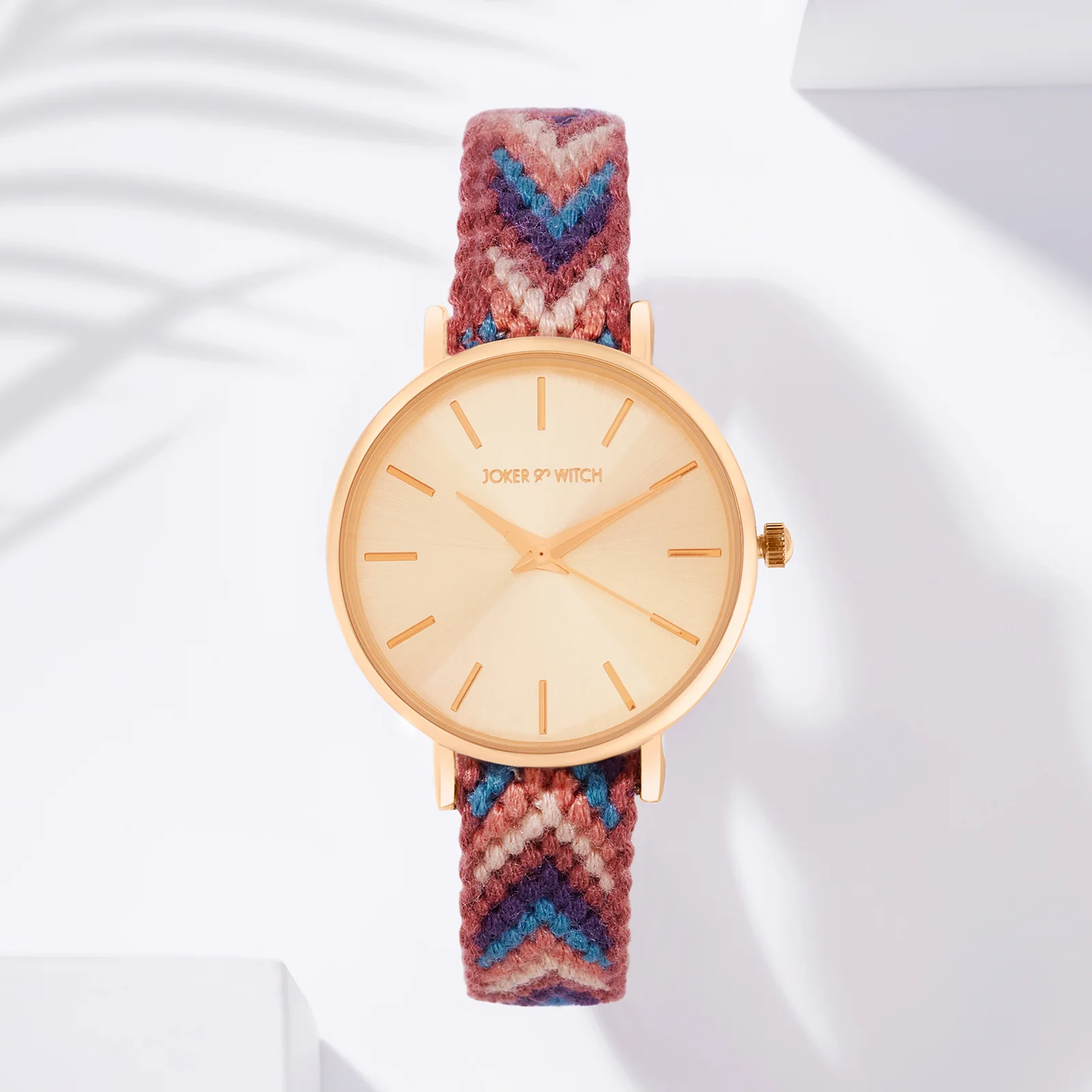 Tierra Rose Gold Medium Dial Multicolor Macrame Strap Women's Watch