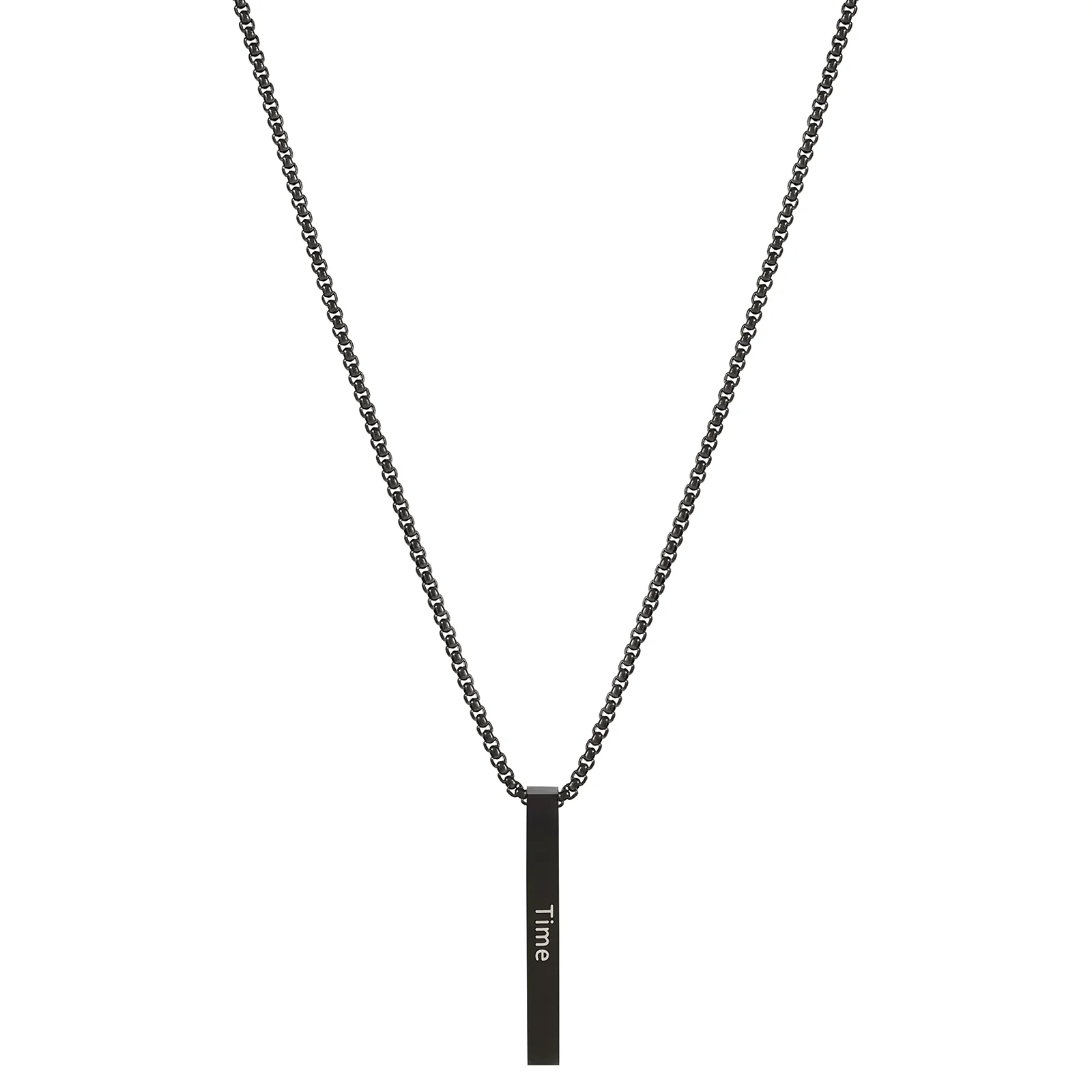 Time Black Men's Bar Mantra Necklace - Image 4
