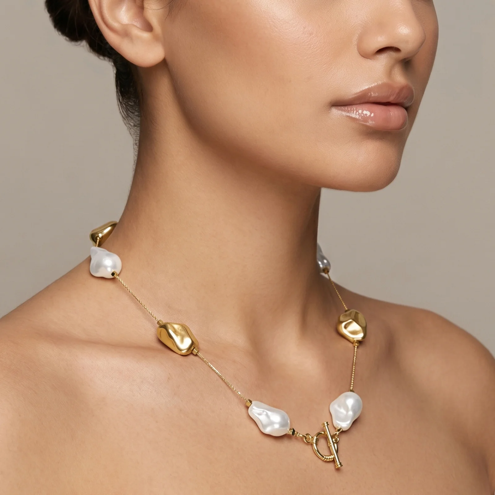 Tivara Molten Pearl Gold Necklace - Image 2