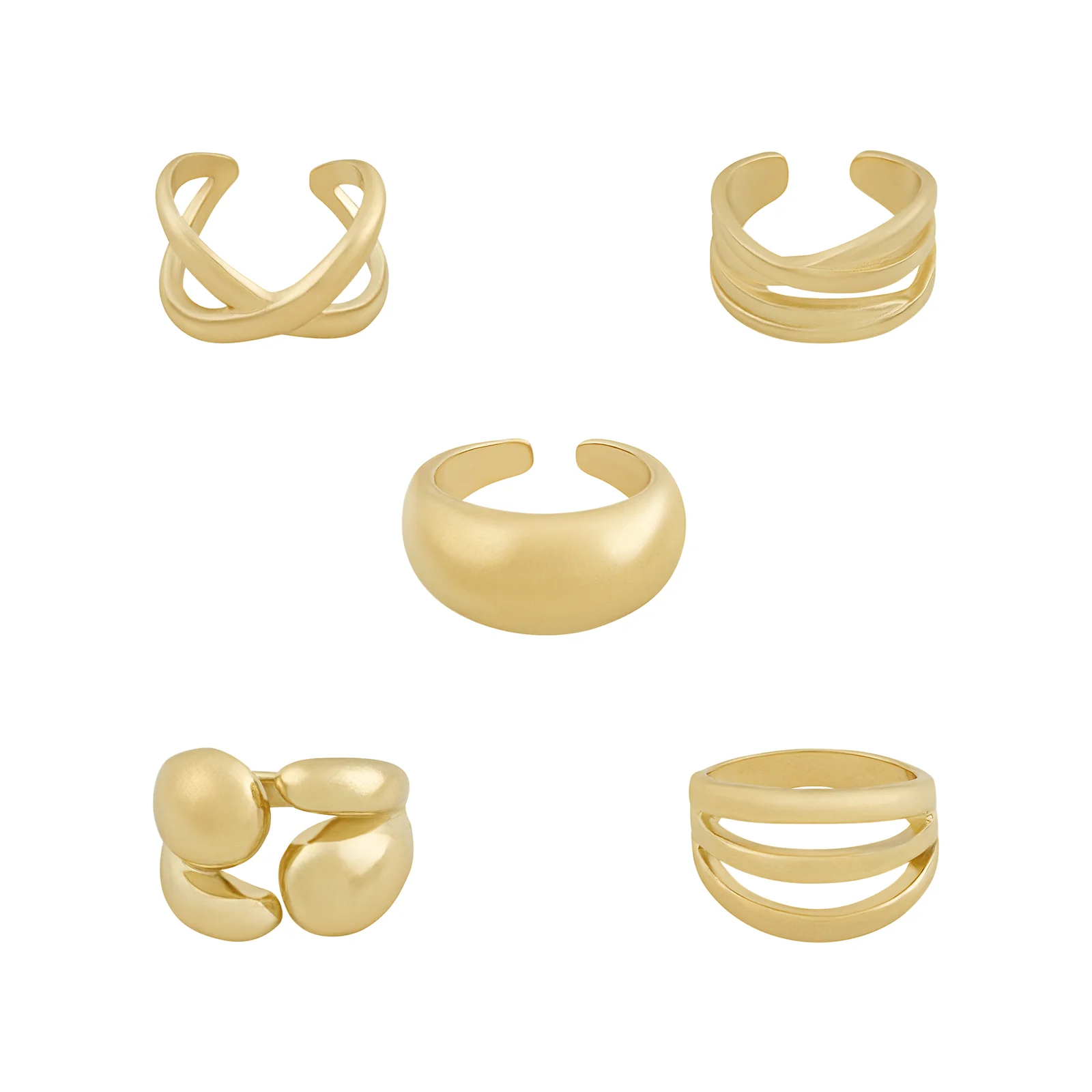 Torika Molten Pearl Set of 5 Gold Rings - Image 3