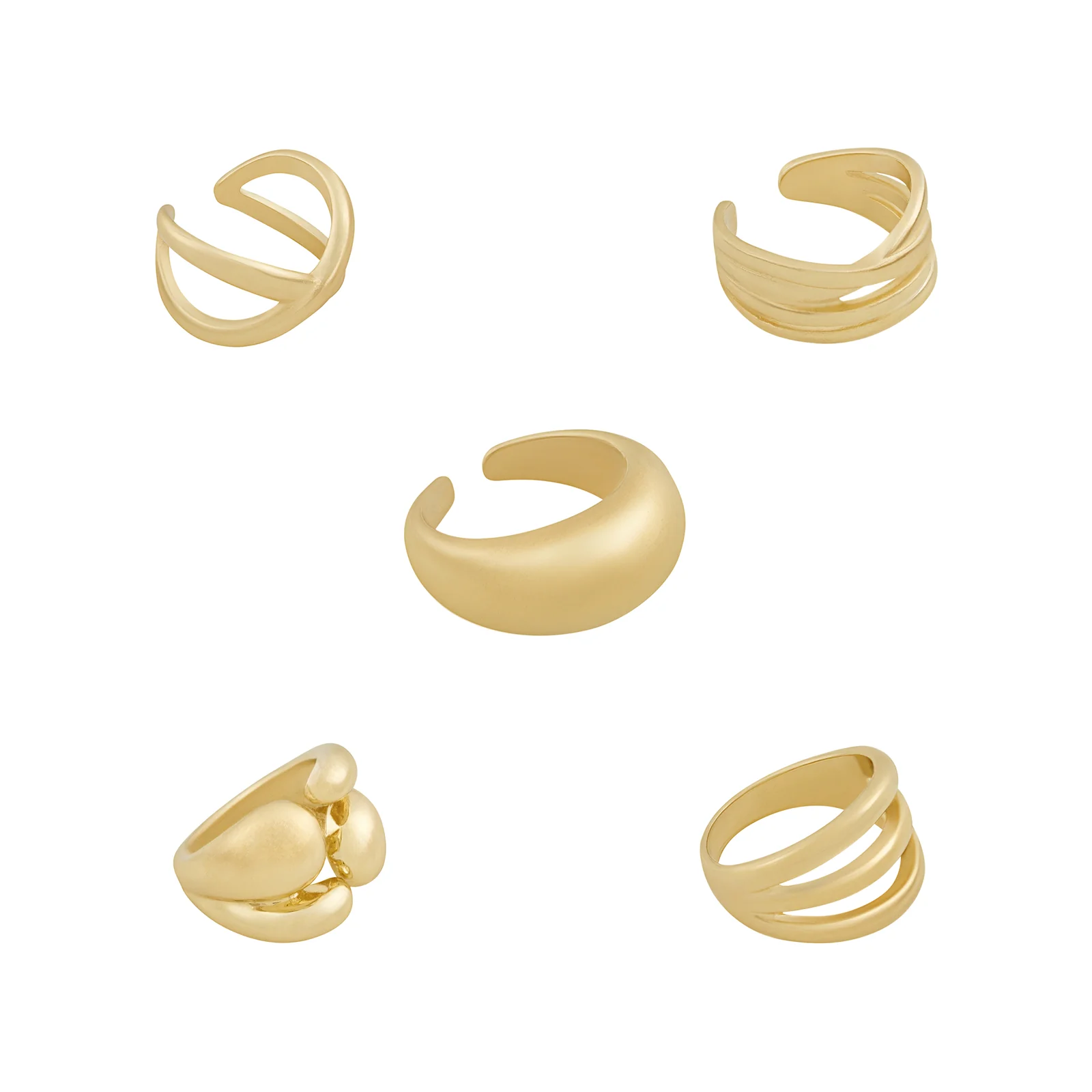 Torika Molten Pearl Set of 5 Gold Rings - Image 4