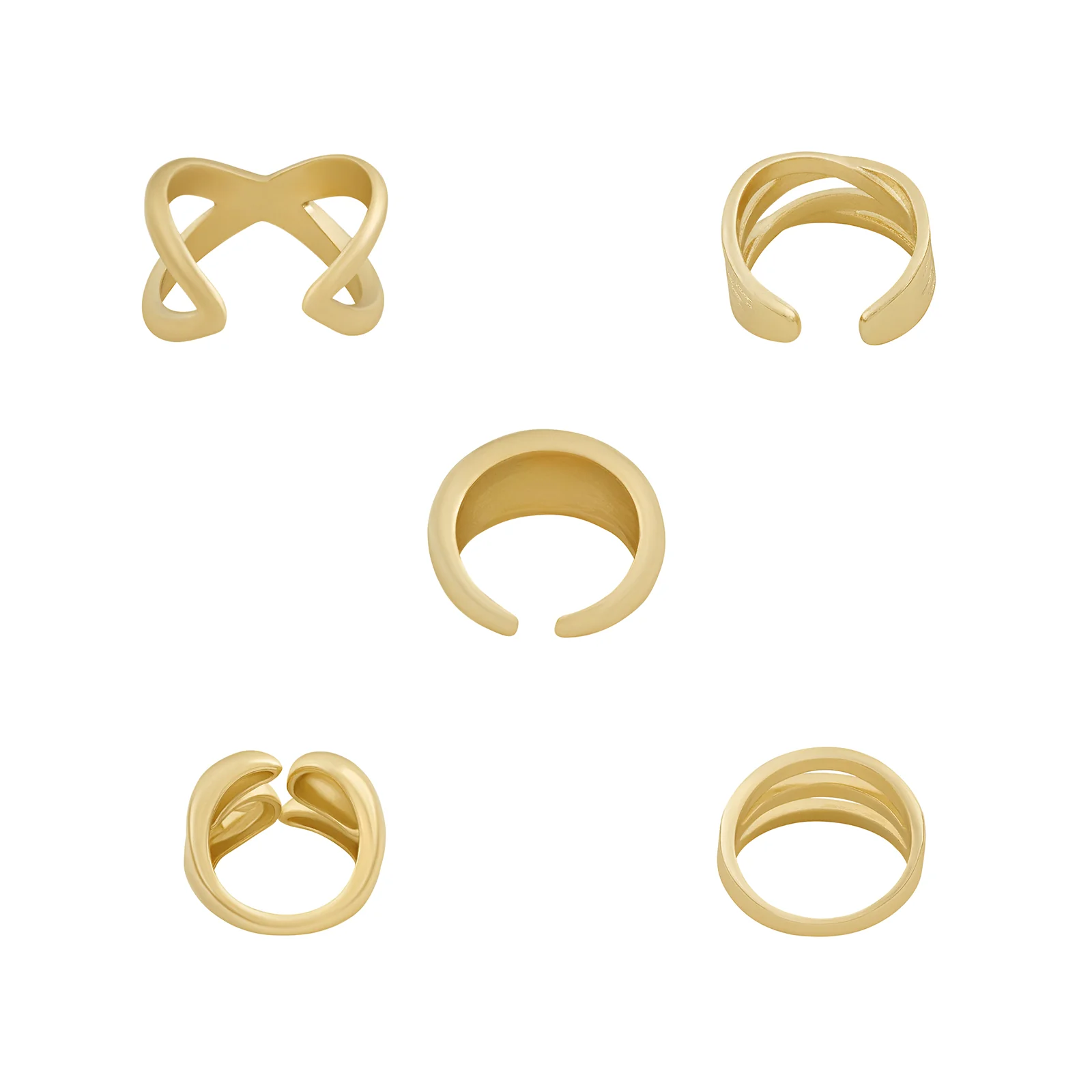 Torika Molten Pearl Set of 5 Gold Rings - Image 5