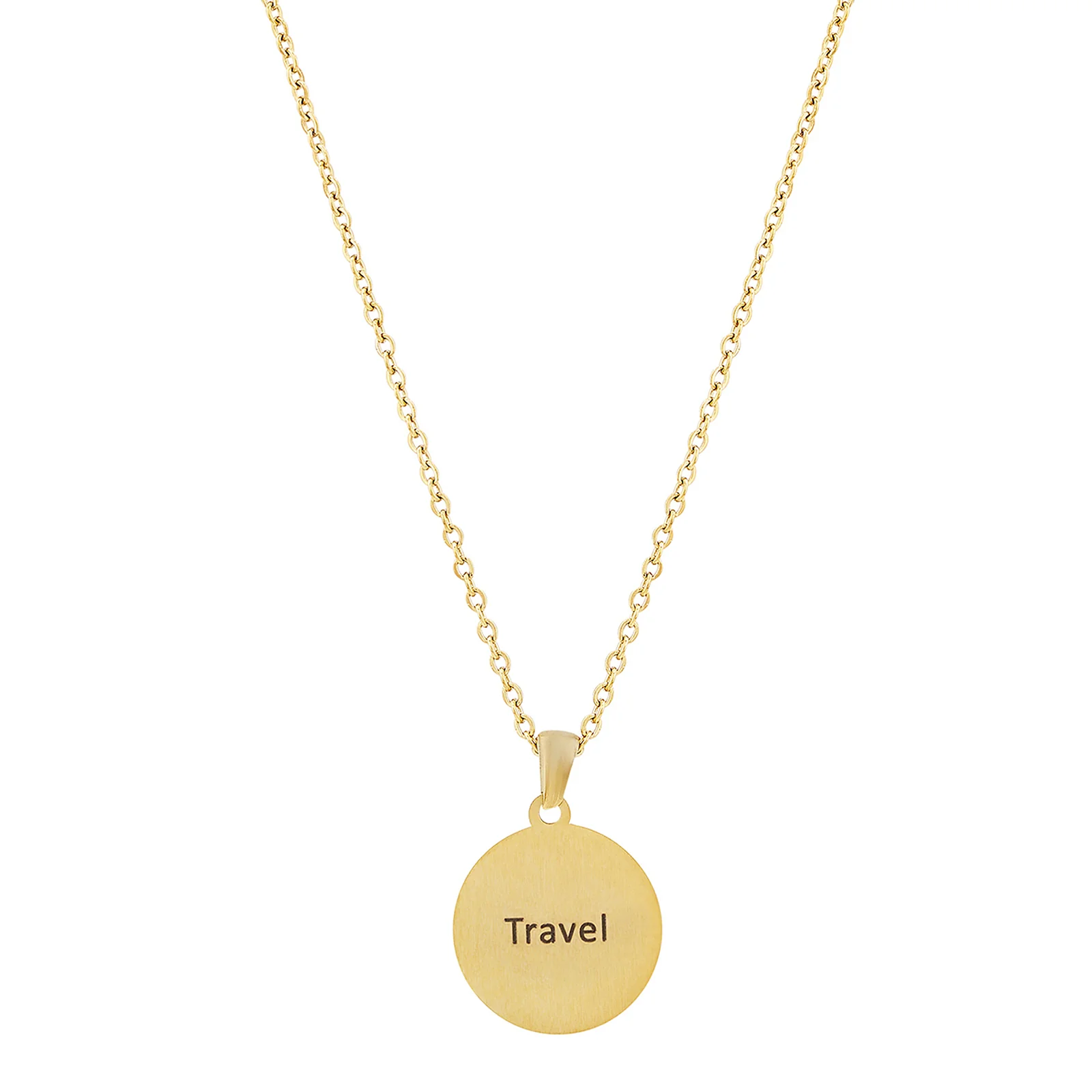 Travel Gold Women's Round Mantra Necklace - Image 5