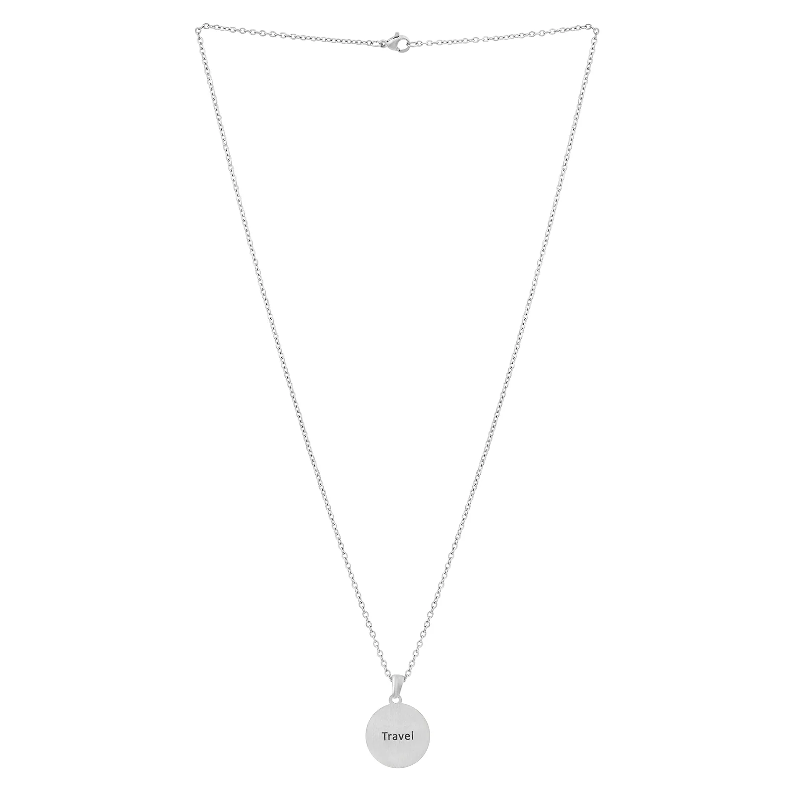 Travel Silver Women's Round Mantra Necklace - Image 3