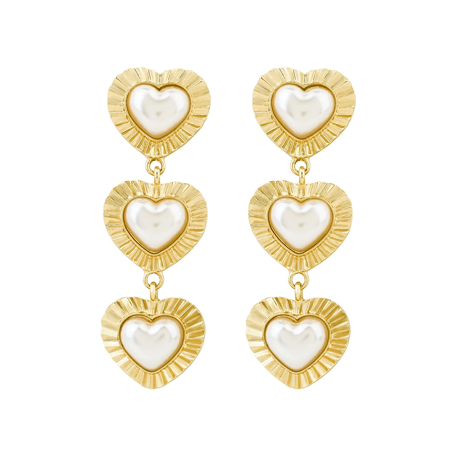 Tri Amore Gold Love Earrings - Image 3